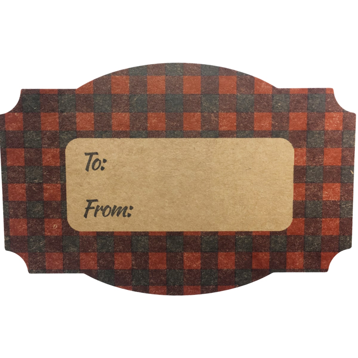 QTY 100 Red Buffalo Plaid Holiday Kraft Gift Tags