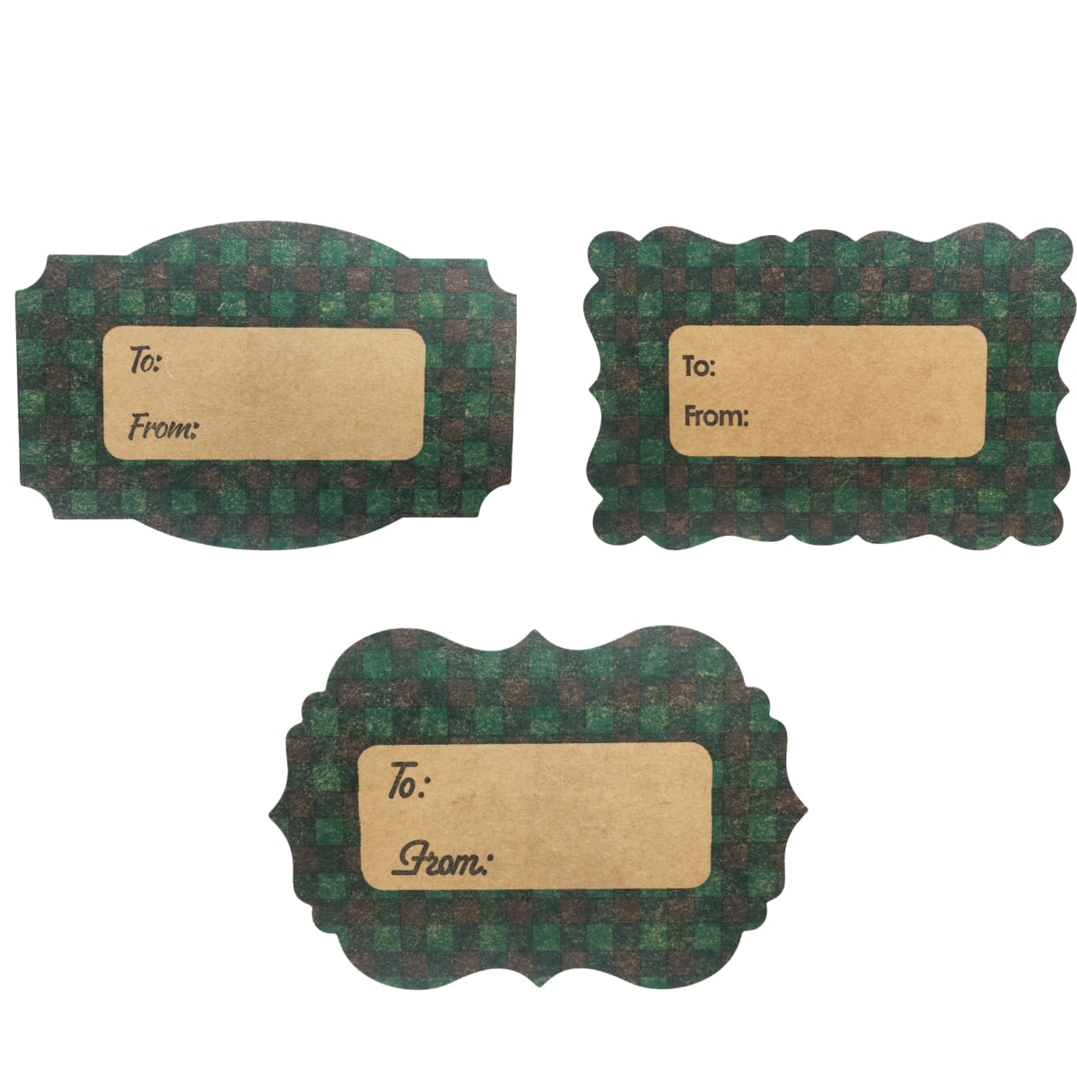 Green Buffalo Plaid Kraft Gift Tags