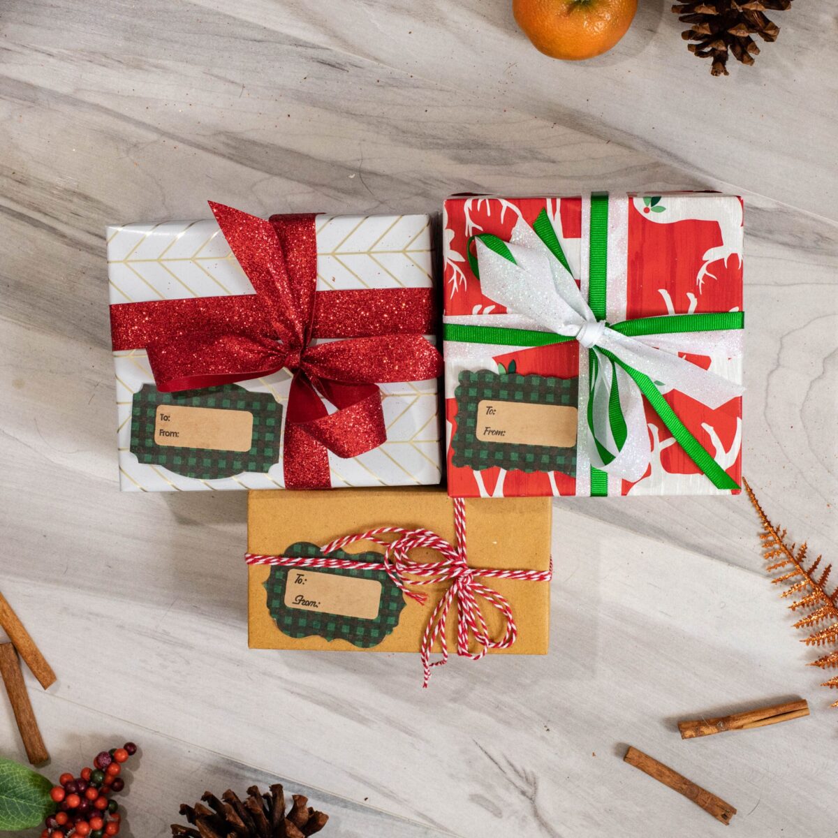 Green Buffalo Plaid Kraft Gift Tags