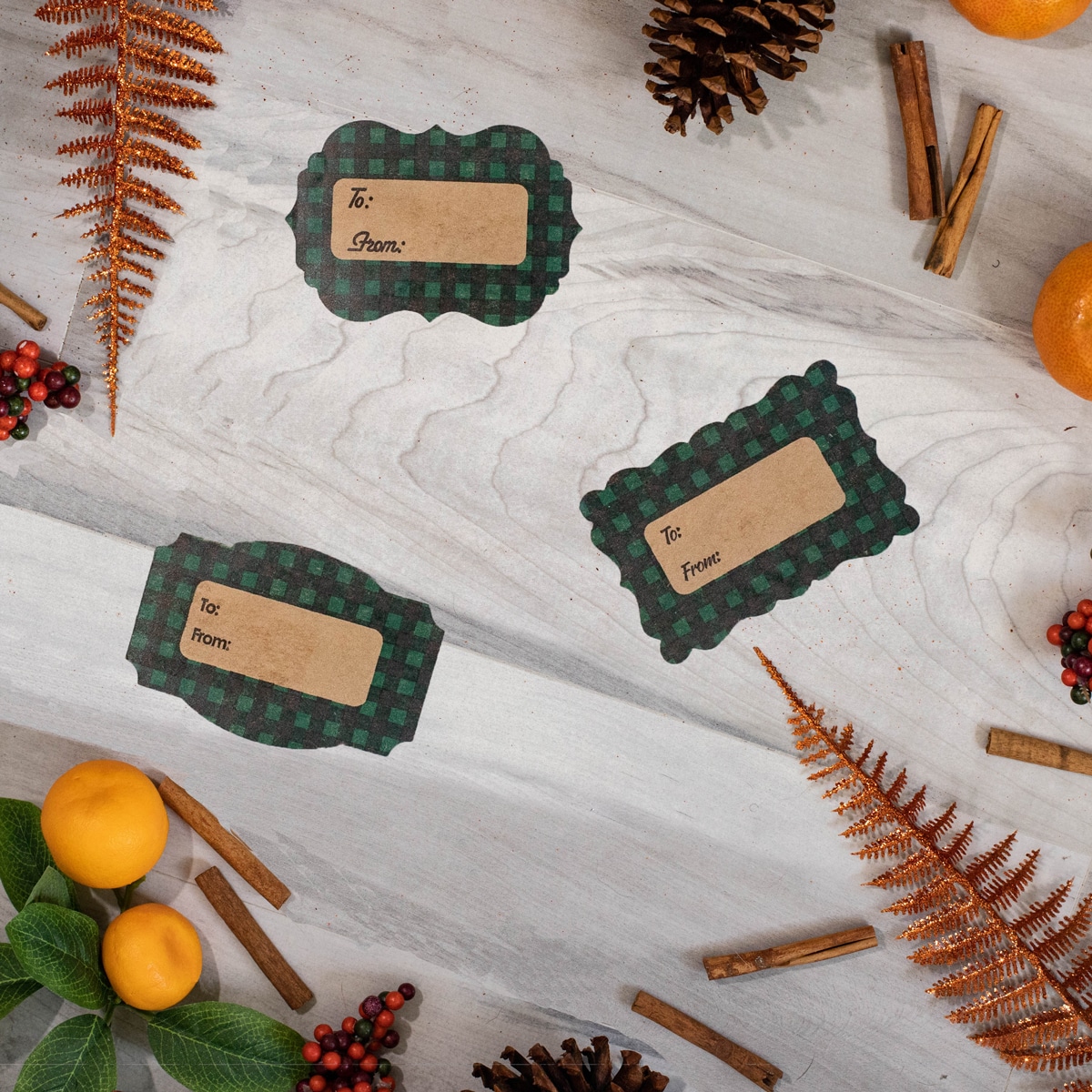 Green Buffalo Plaid Kraft Gift Tags
