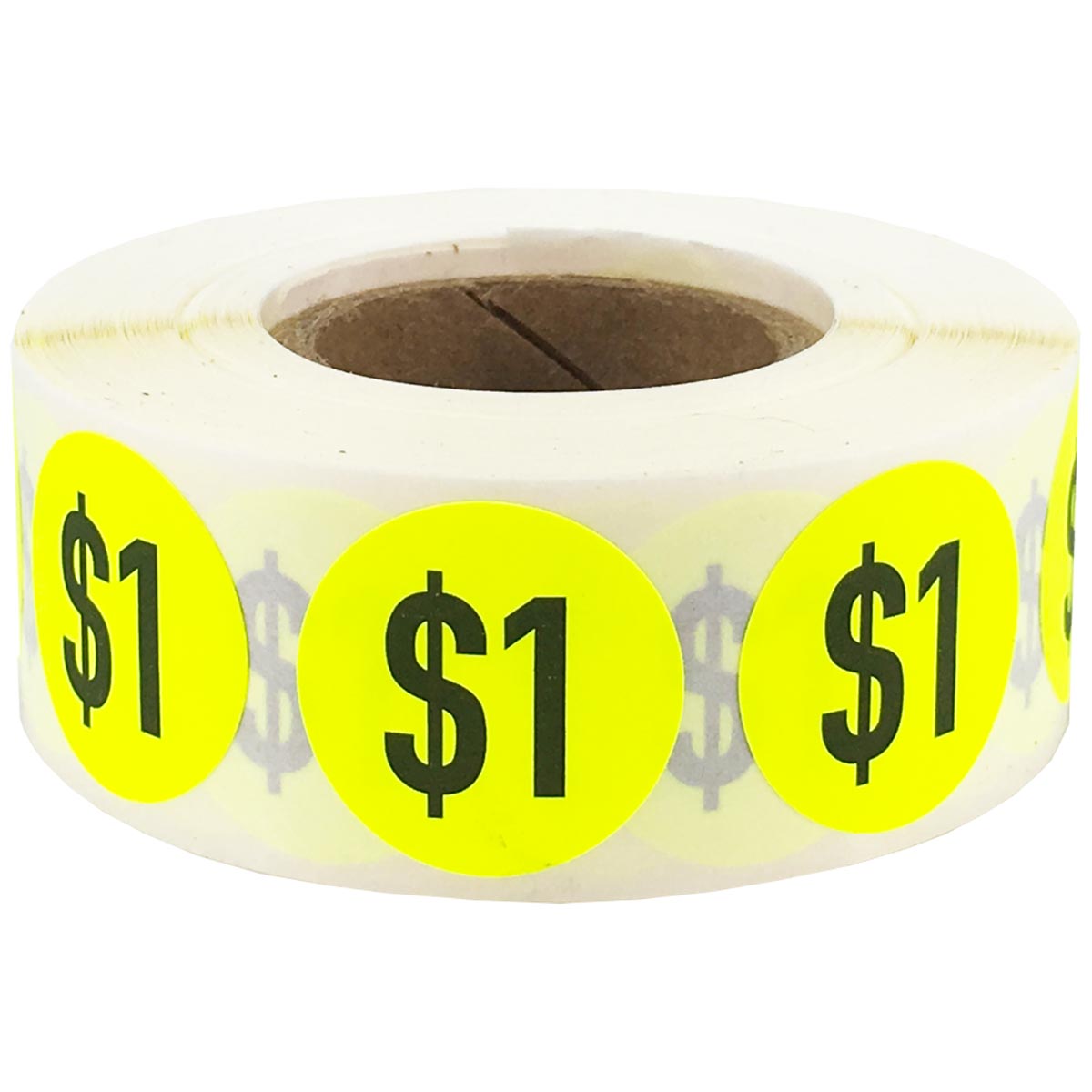 $1 Fluorescent Yellow Pricing Stickers 3/4"