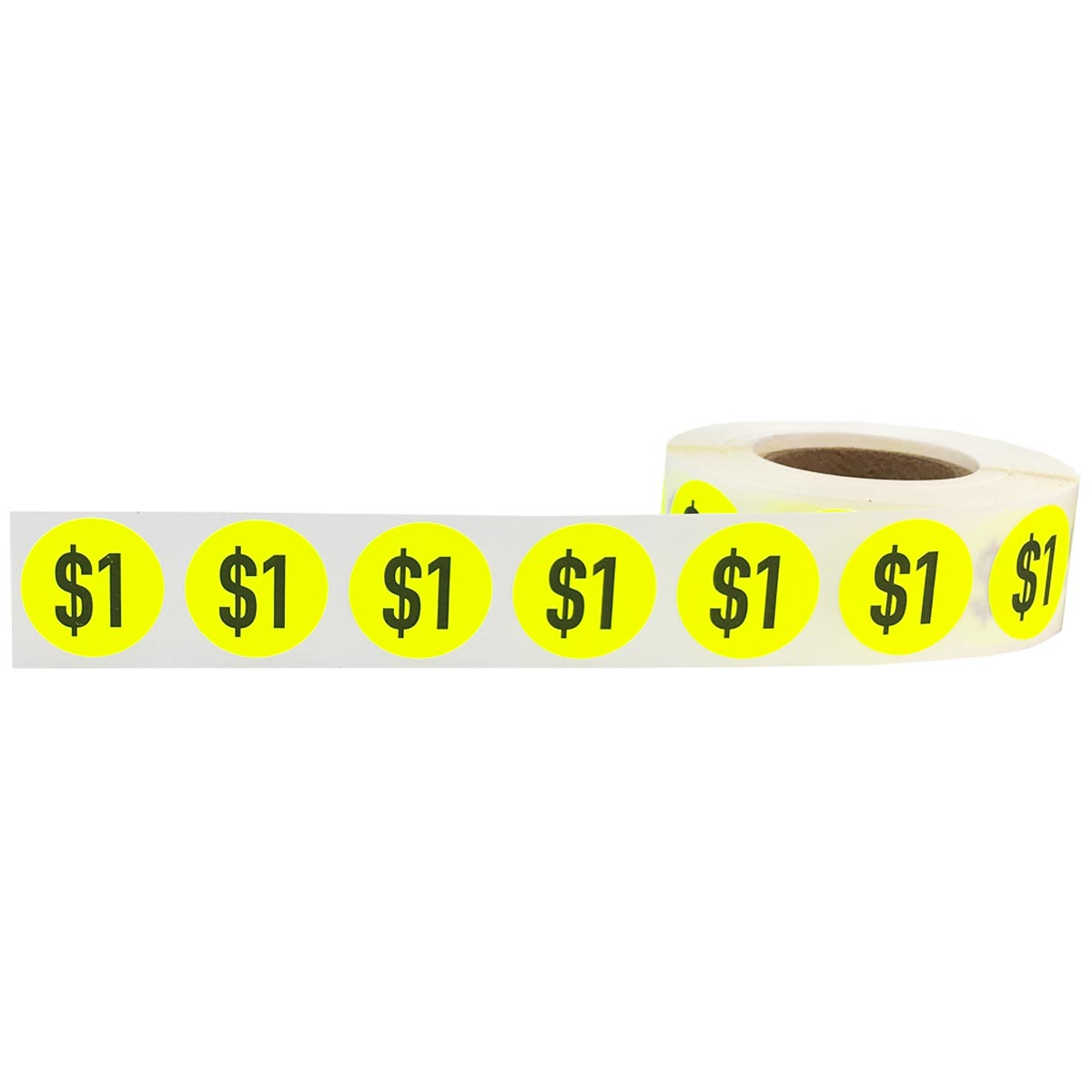 $1 Fluorescent Yellow Pricing Stickers 3/4"