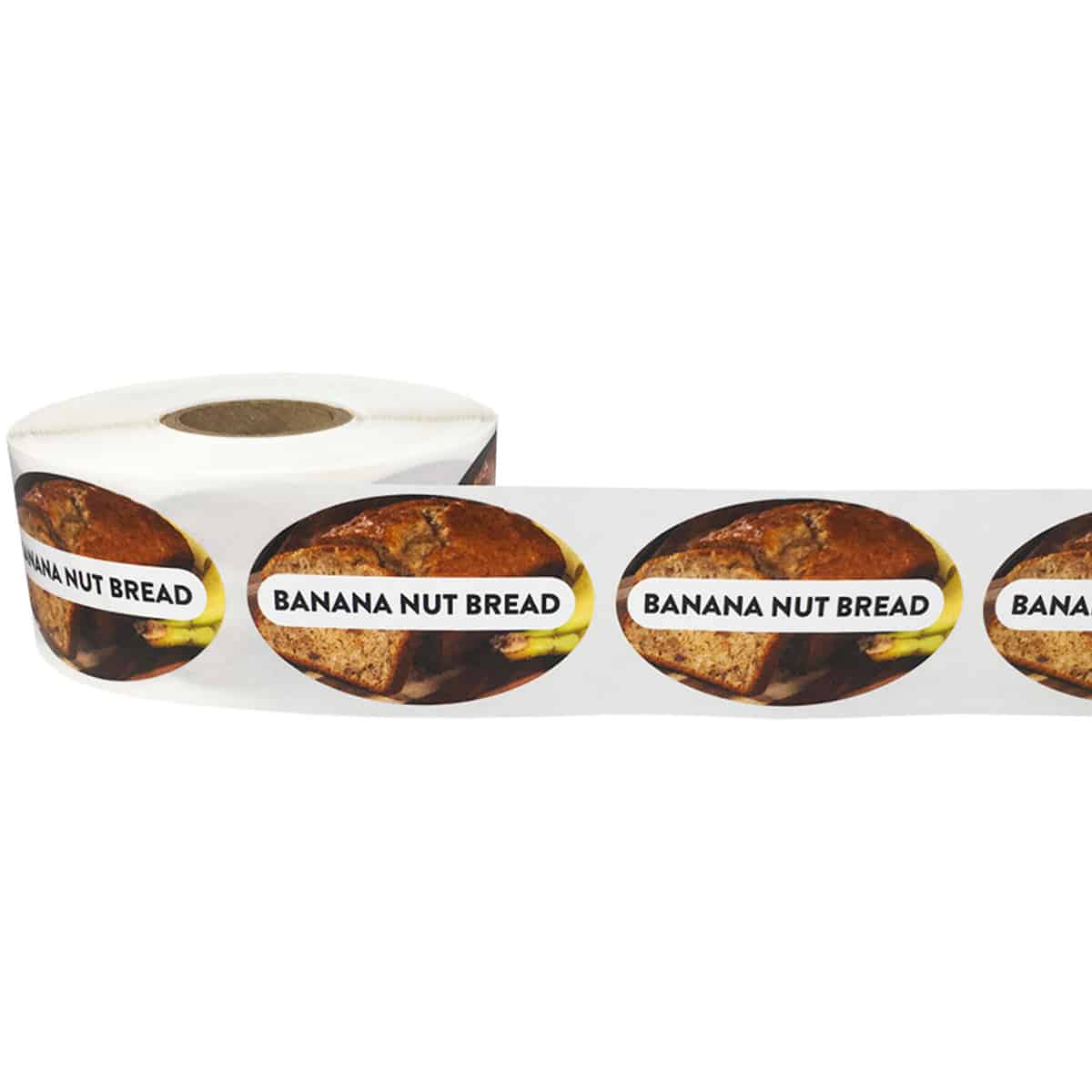 Baked Goods Labels with Real Images of Banana Nut Bread