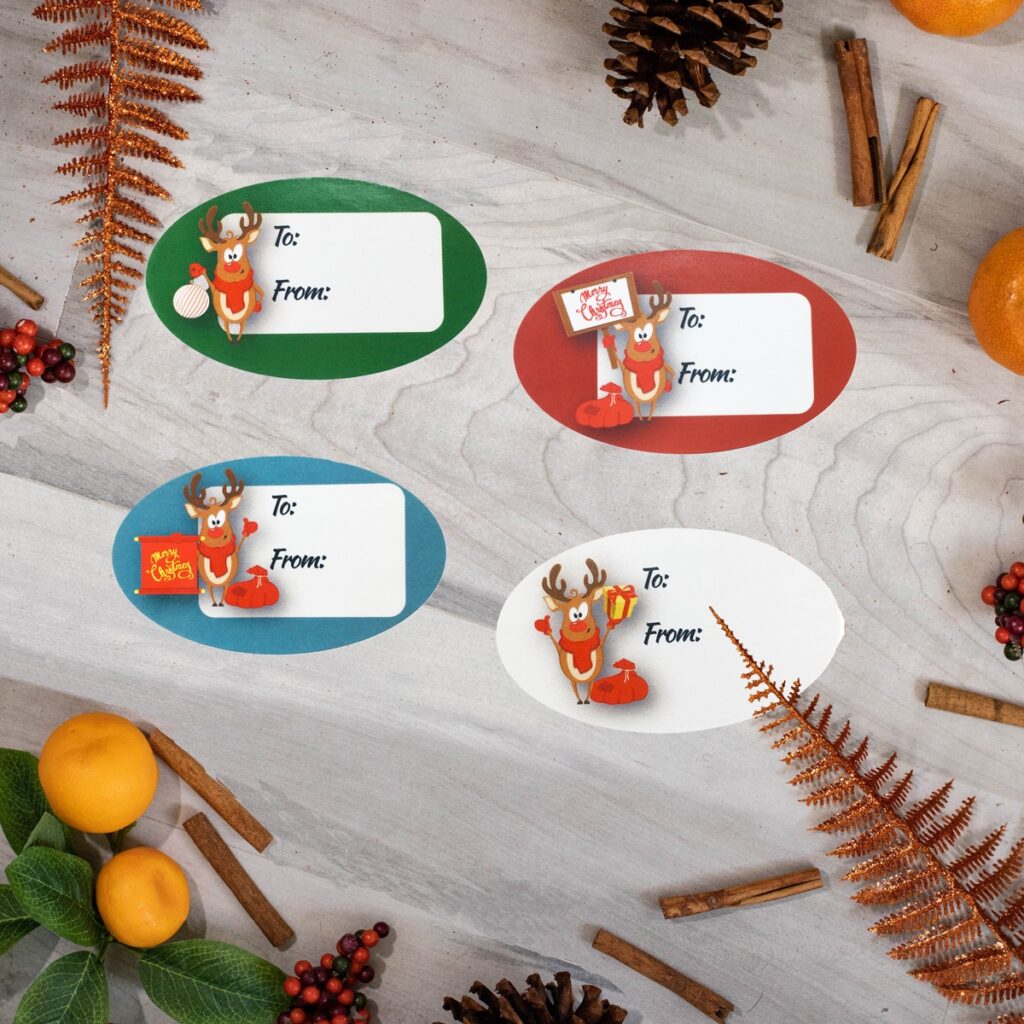 Rudolph the Reindeer Gift Tag Stickers | 100 Christmas Tags ...