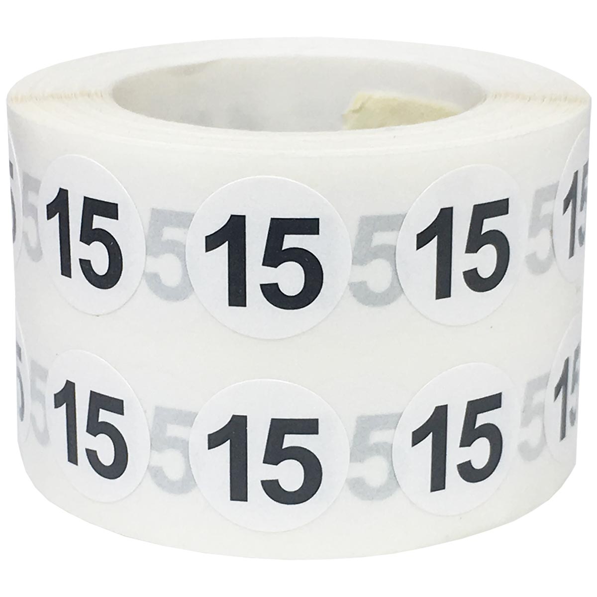 Small Number 15 Stickers 1/2" Round