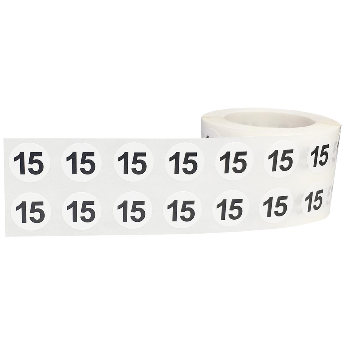 Small Number 15 Stickers 1/2" Round