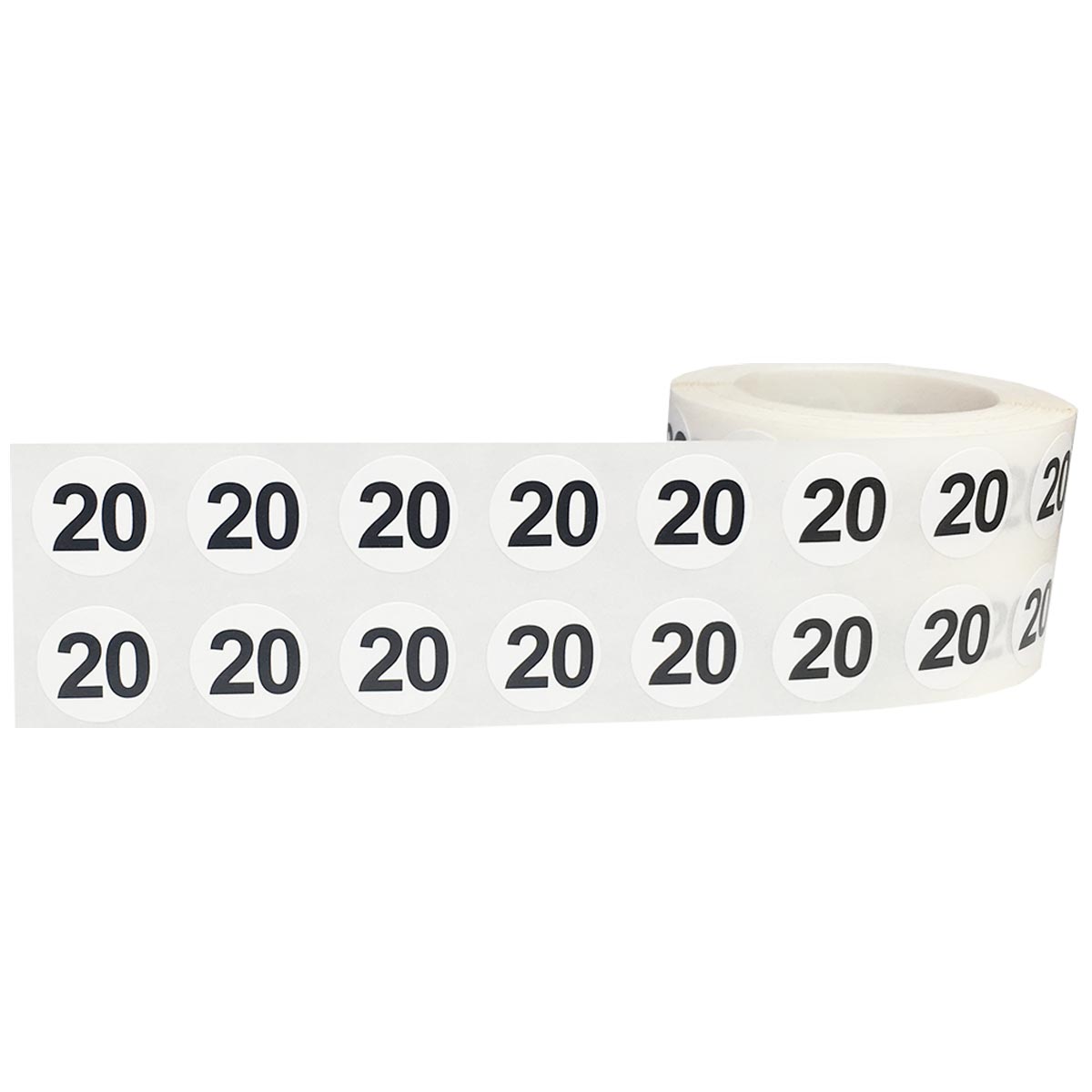 Small Number 20 Stickers 1/2" Round