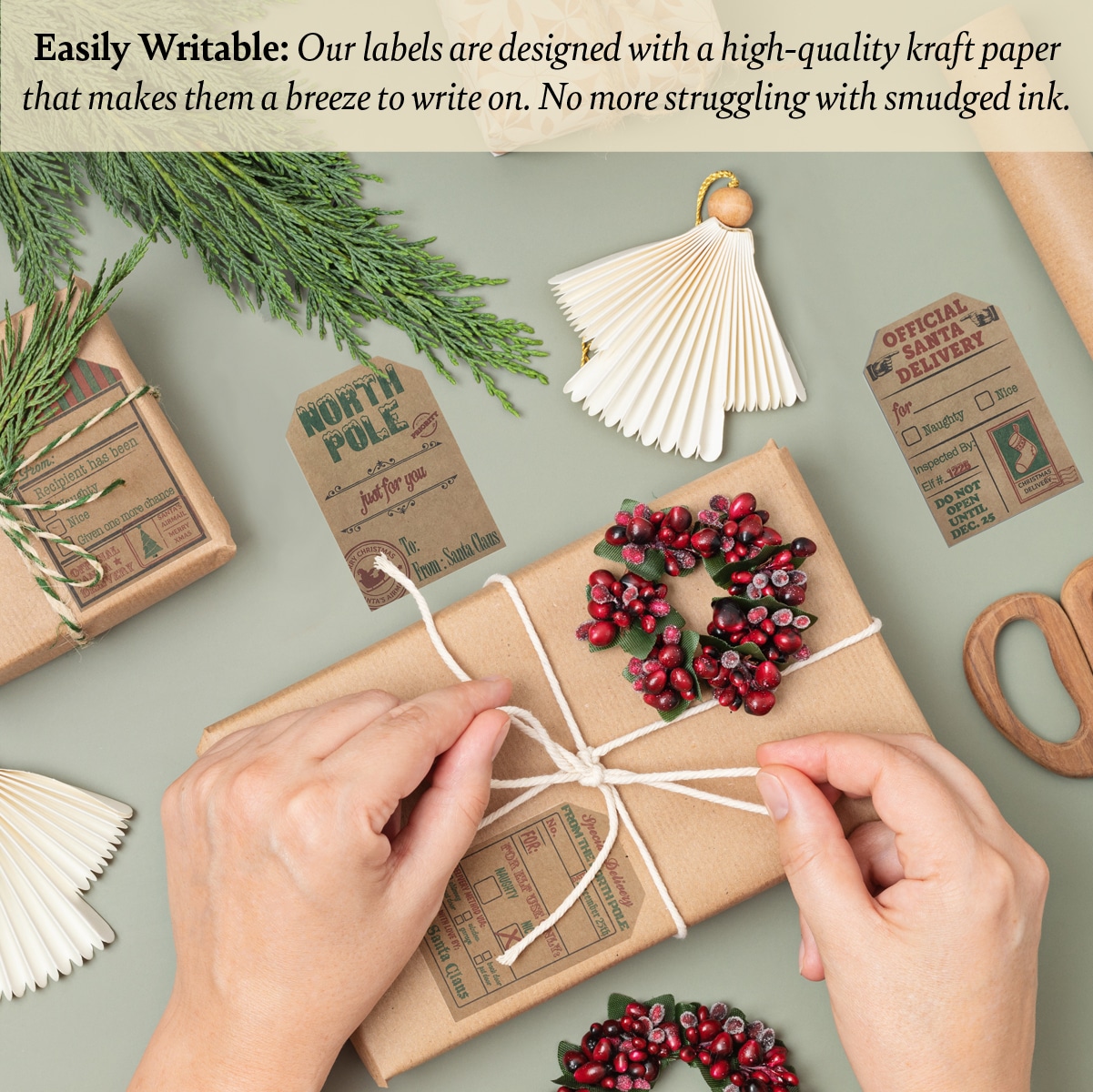 QTY 100 Kraft Vintage Christmas Gift Tags