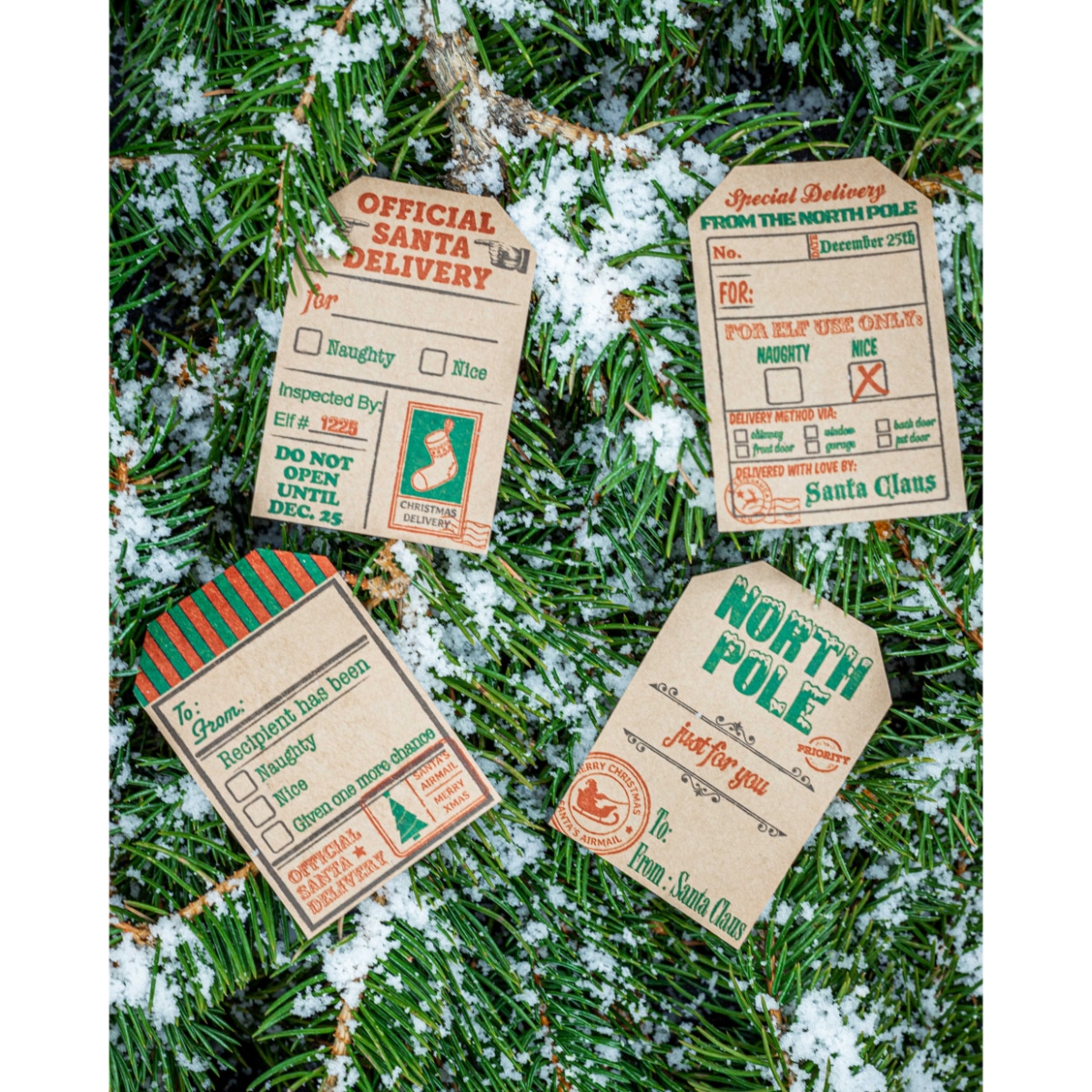 QTY 100 Kraft Vintage Christmas Gift Tags
