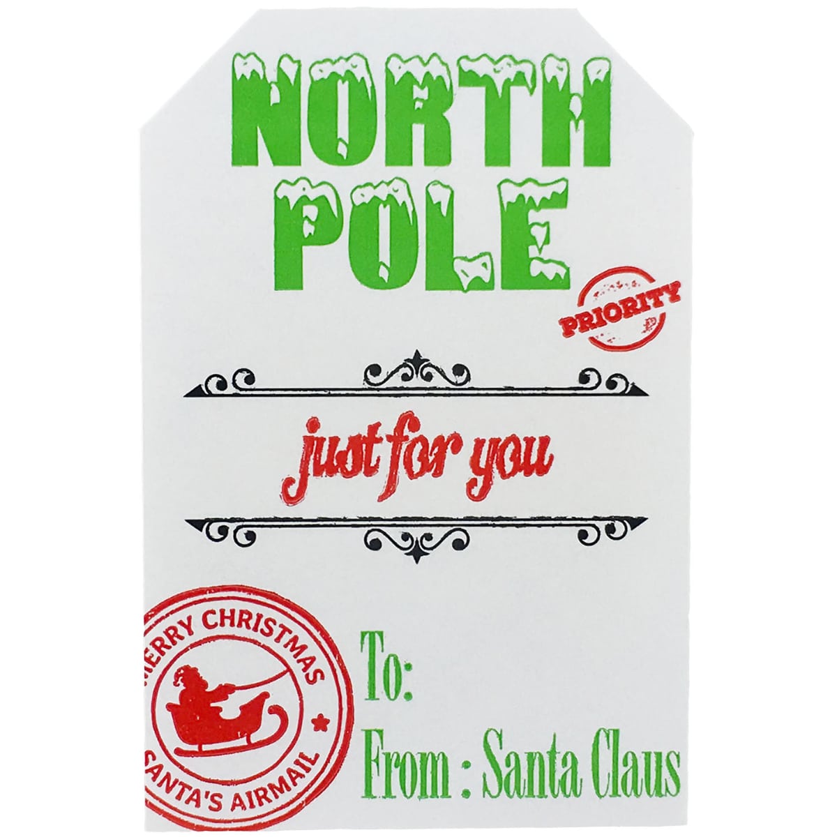QTY 100 Official Santa Delivery North Pole Gift Tags