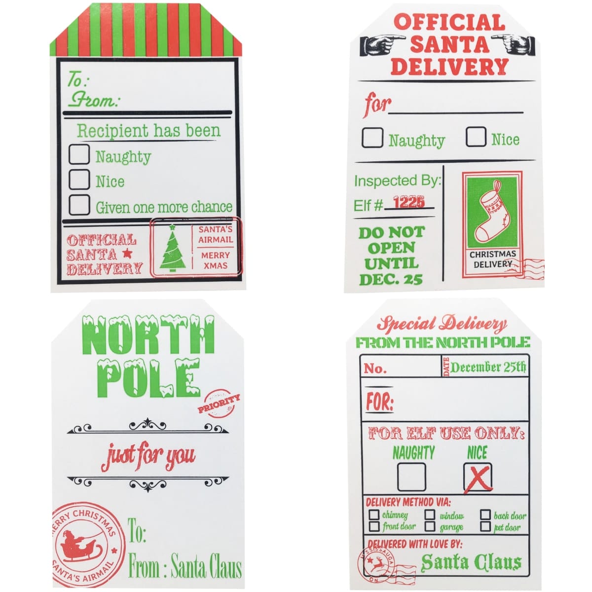 QTY 100 Official Santa Delivery North Pole Gift Tags