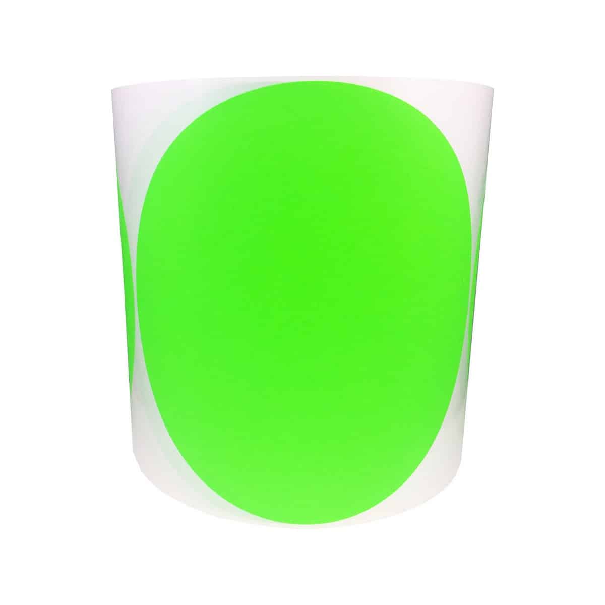 Extra Large Fluorescent Green Color Code Labels 6" Round