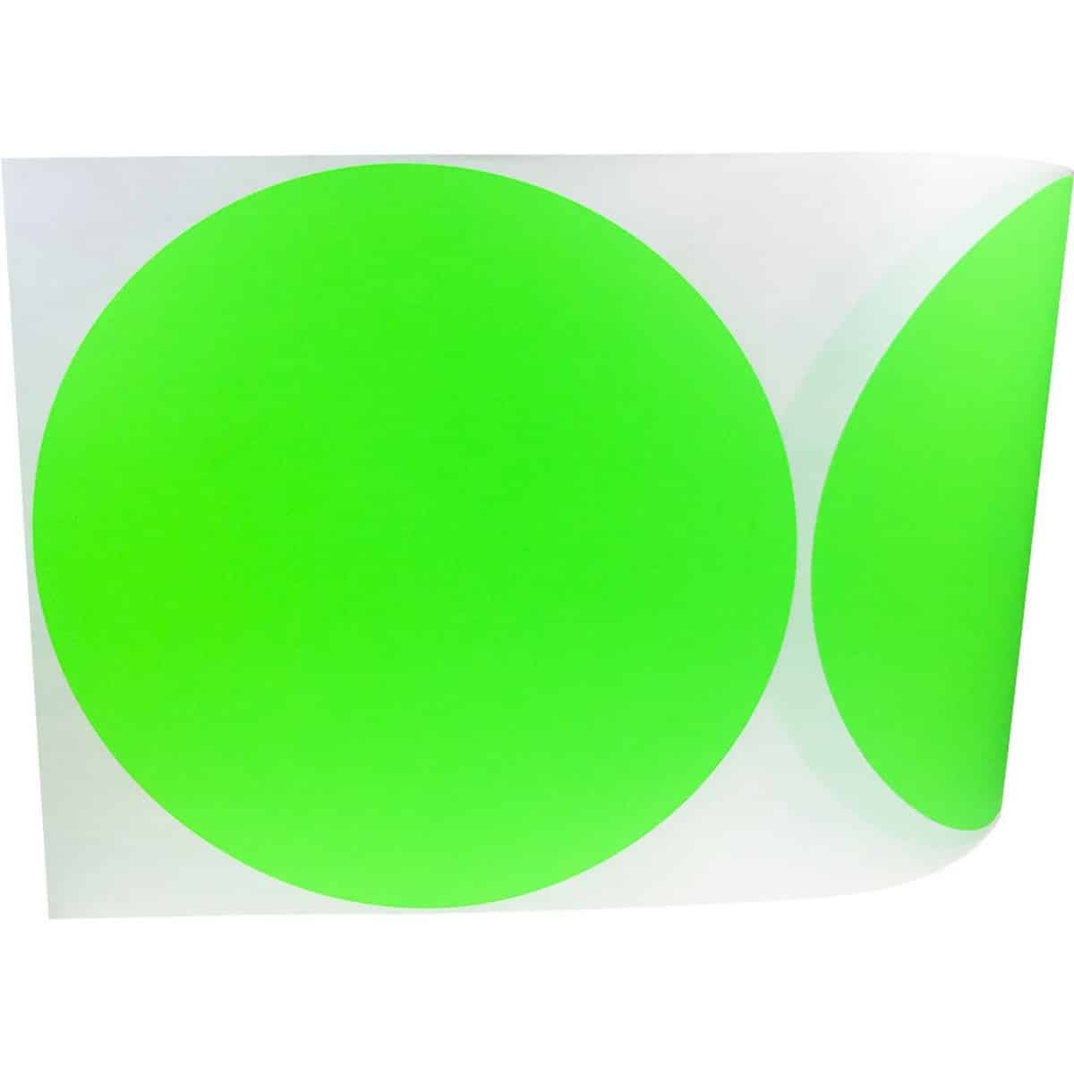 Extra Large Fluorescent Green Color Code Labels 6" Round