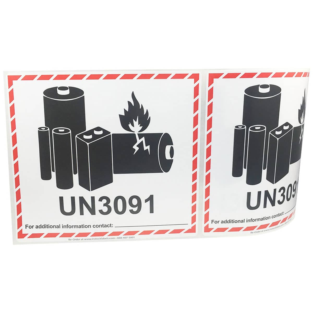 Lithium Ion Battery UN3091 D.O.T. Labels