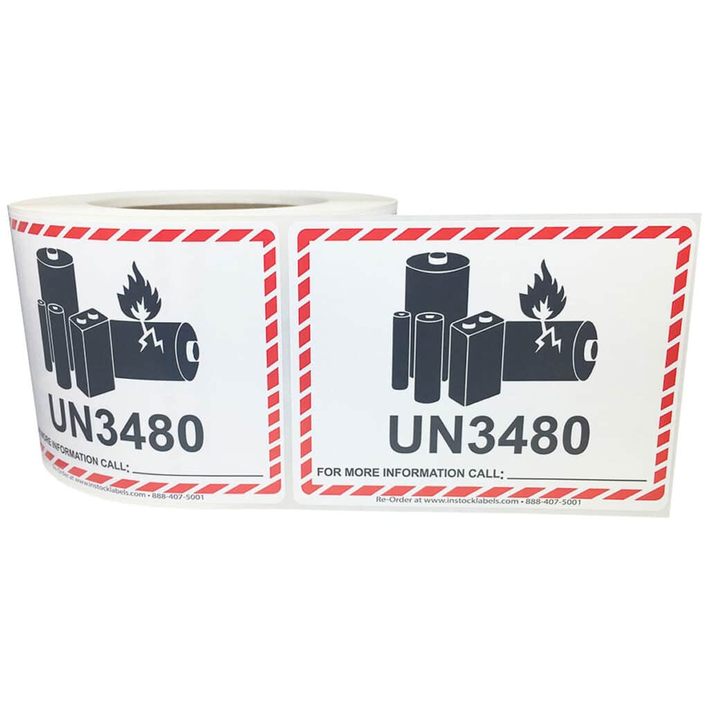Caution Lithium Battery UN3480 Labels | Battery Warning | InStockLabels.com