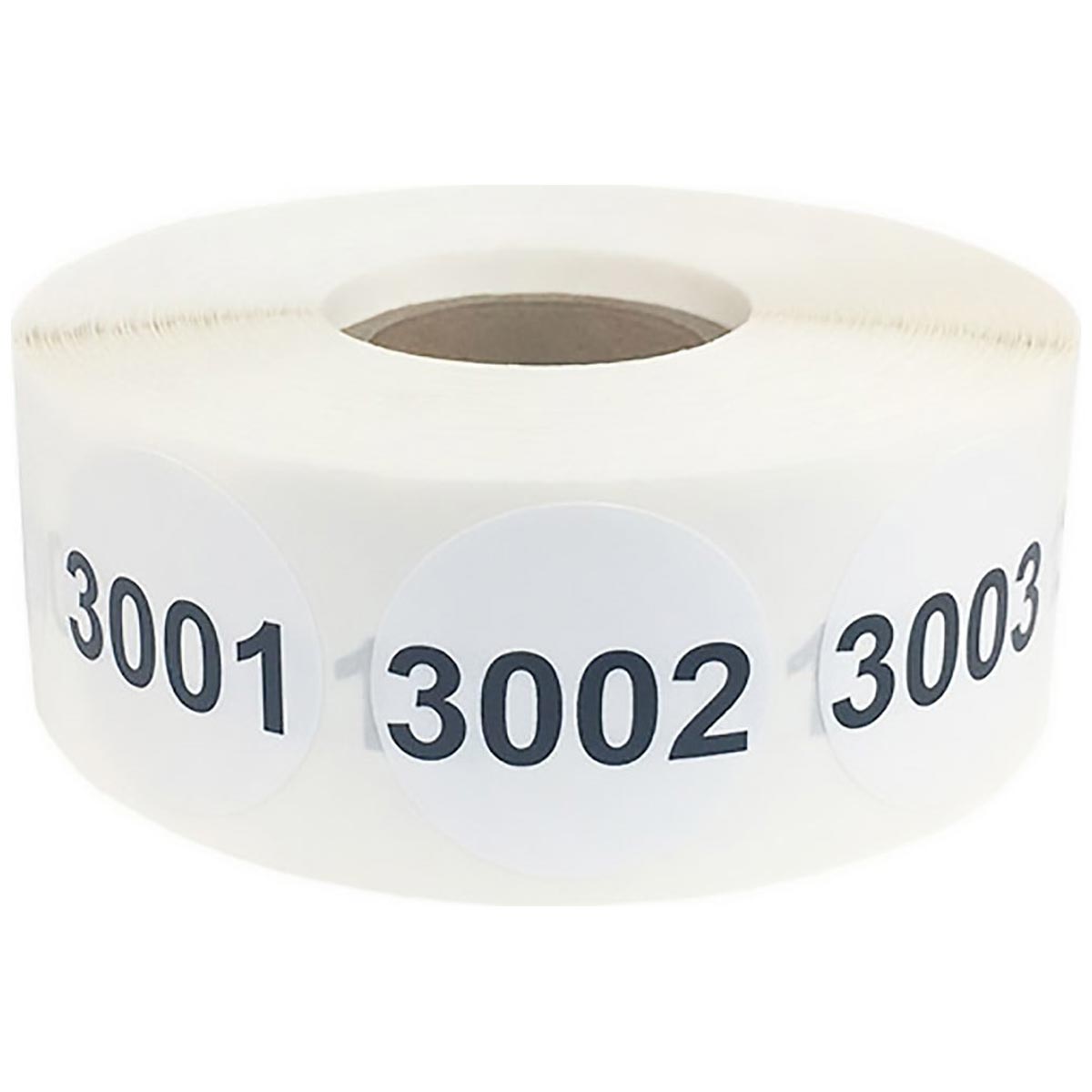 Consecutive Number Stickers 3001 - 4000 | 1" Round