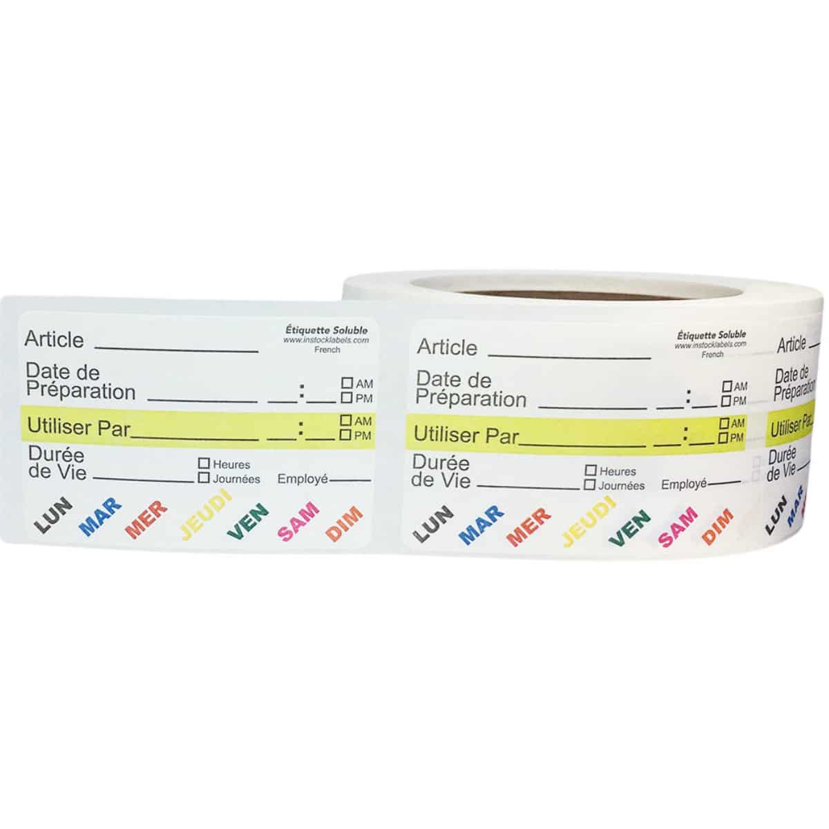 French Dissolvable Food Rotation Labels 2" x 3"