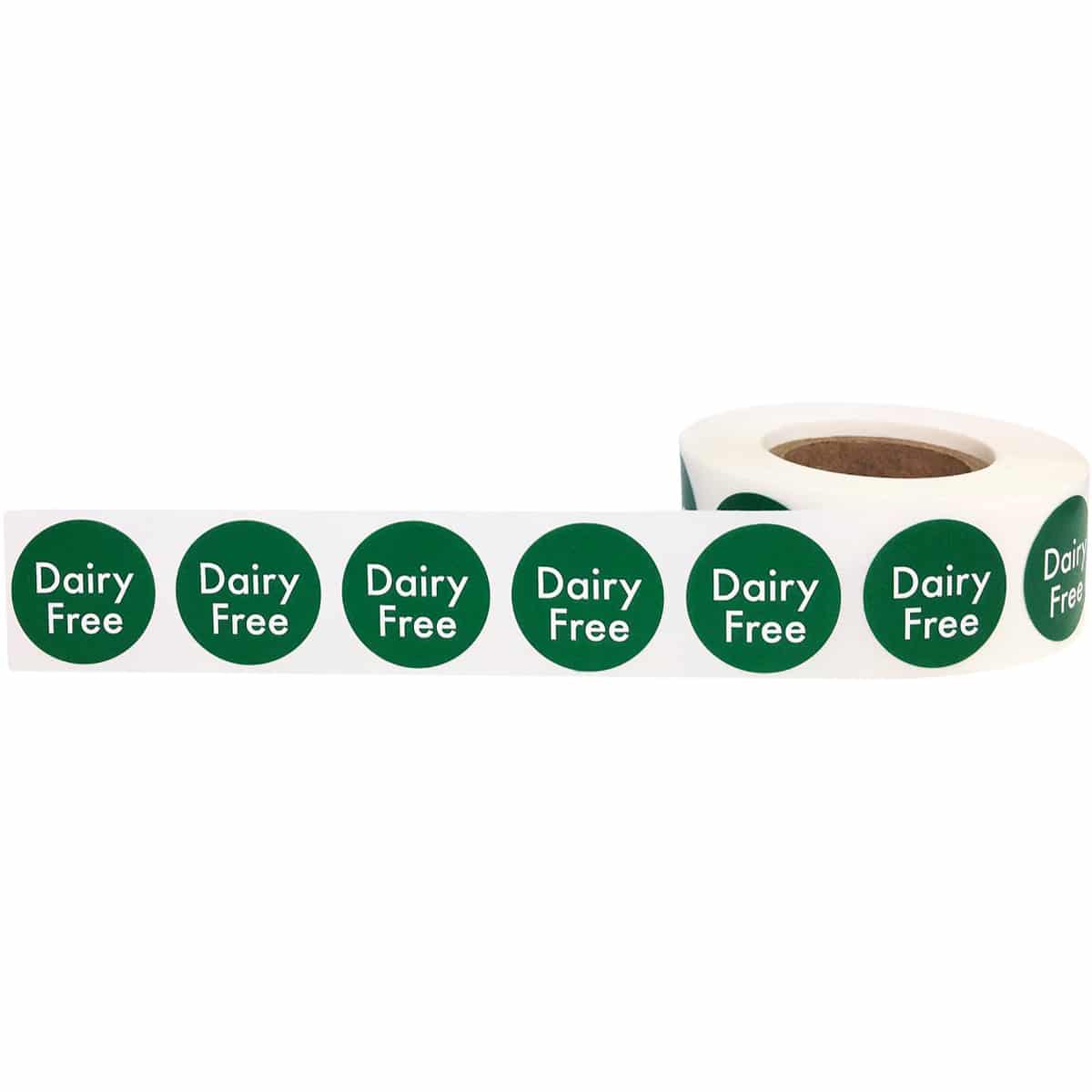 Dairy Free Stickers Small Round Green Labels