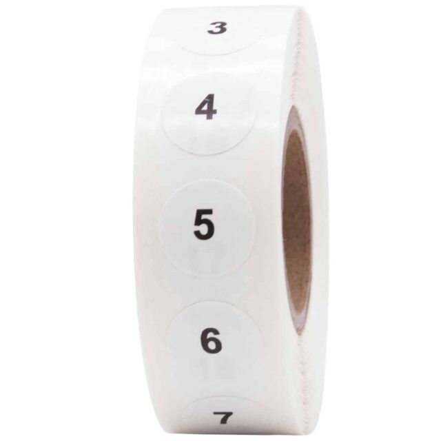 Consecutive Number 1 - 1000 1/2" Round Stickers - InStock Labels