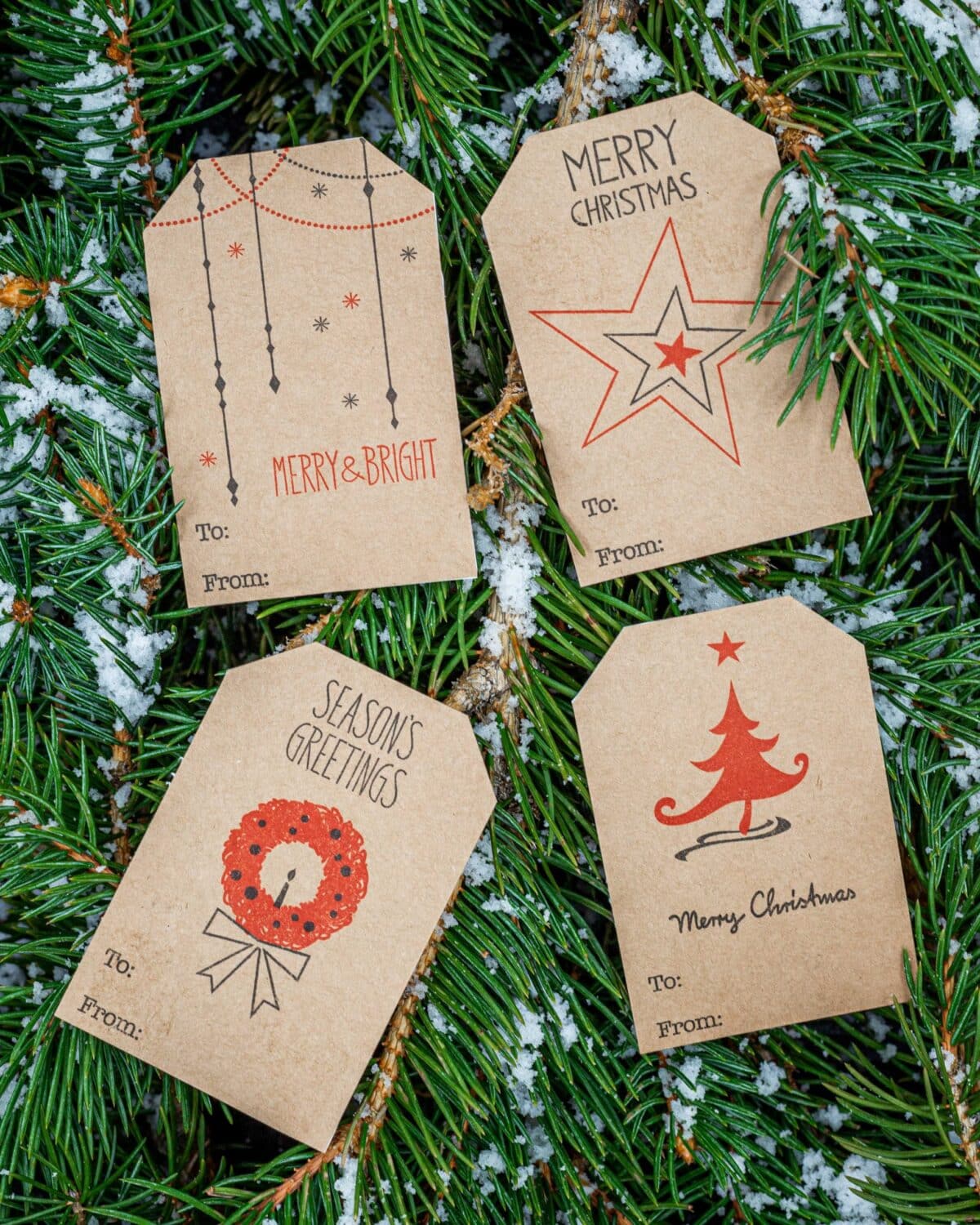 QTY 100 Minimalist Kraft Merry Christmas Gift Tags