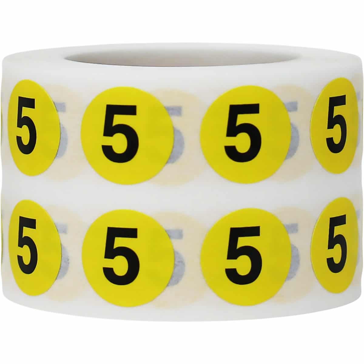 Number 5 Labels | Yellow and Black Small 1/2″ Round