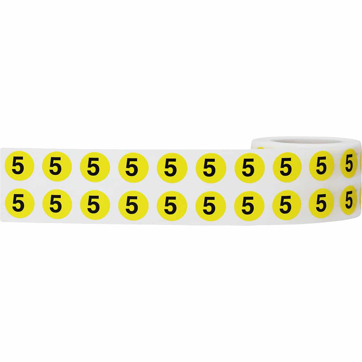 Number 5 Labels | Yellow and Black Small 1/2″ Round