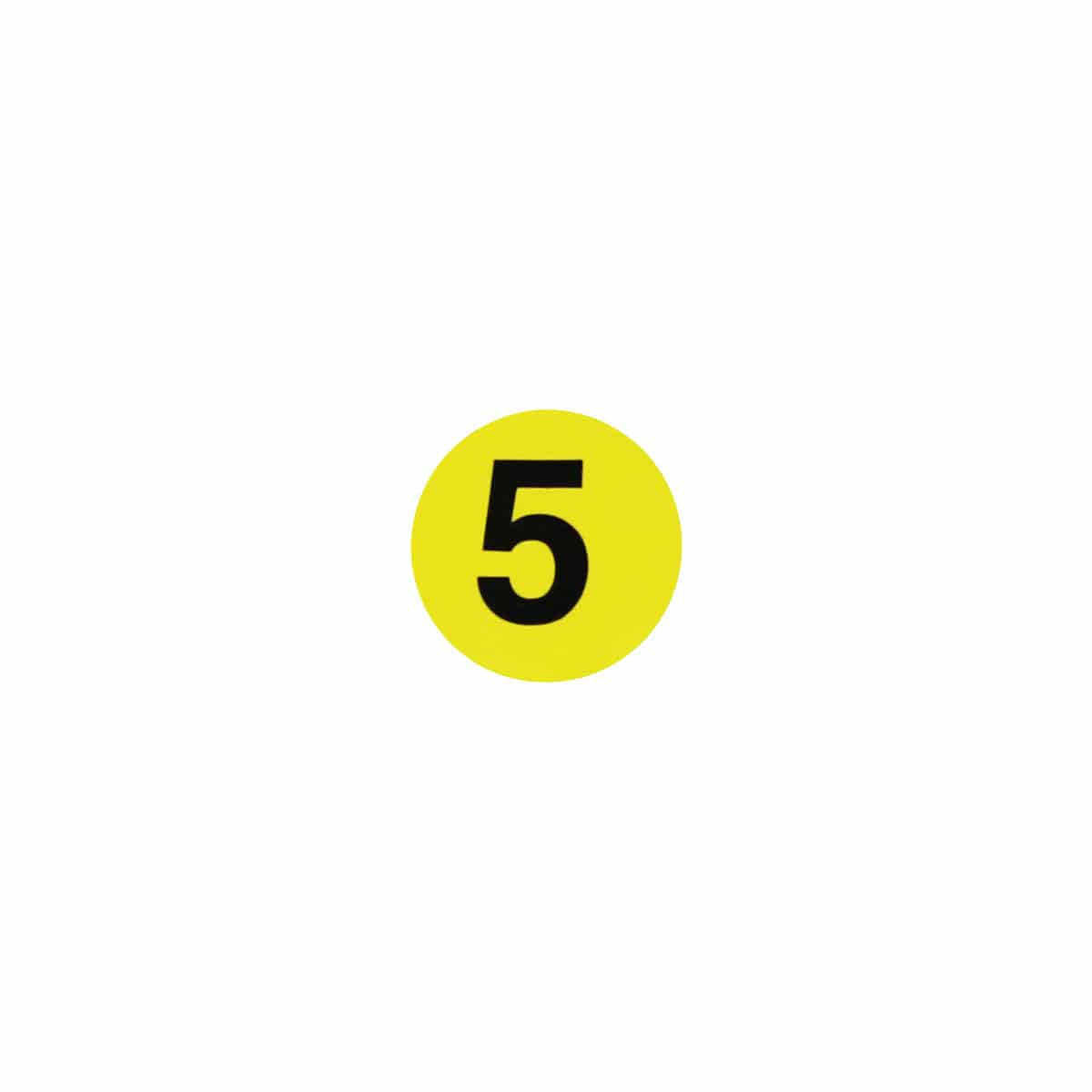 Number 5 Labels | Yellow and Black Small 1/2″ Round