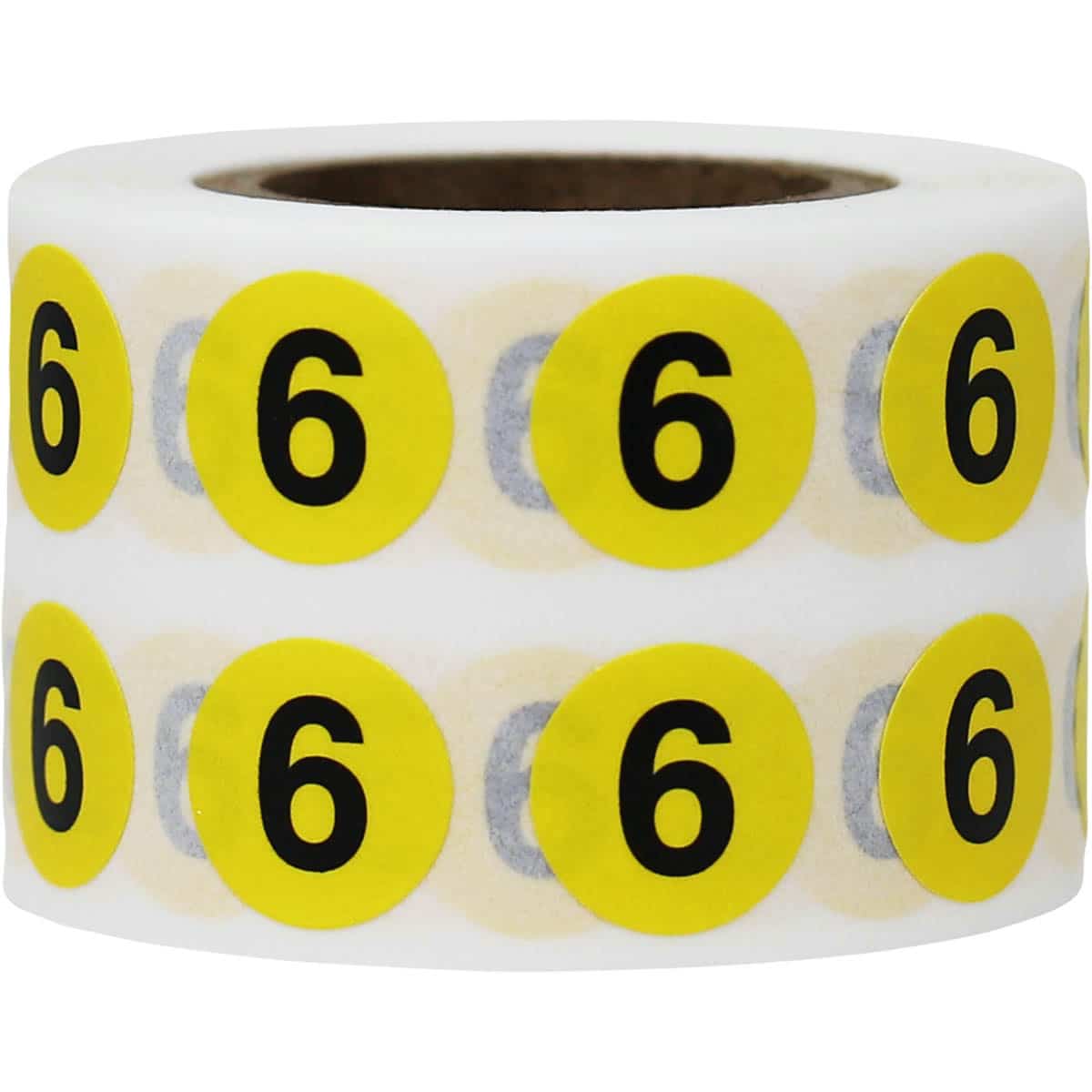 Number 6 Labels | Yellow and Black Small 1/2″ Round