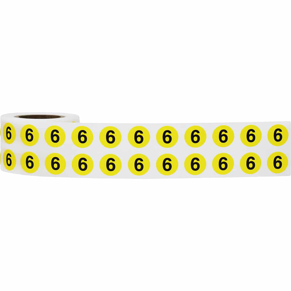 Number 6 Labels | Yellow and Black Small 1/2″ Round