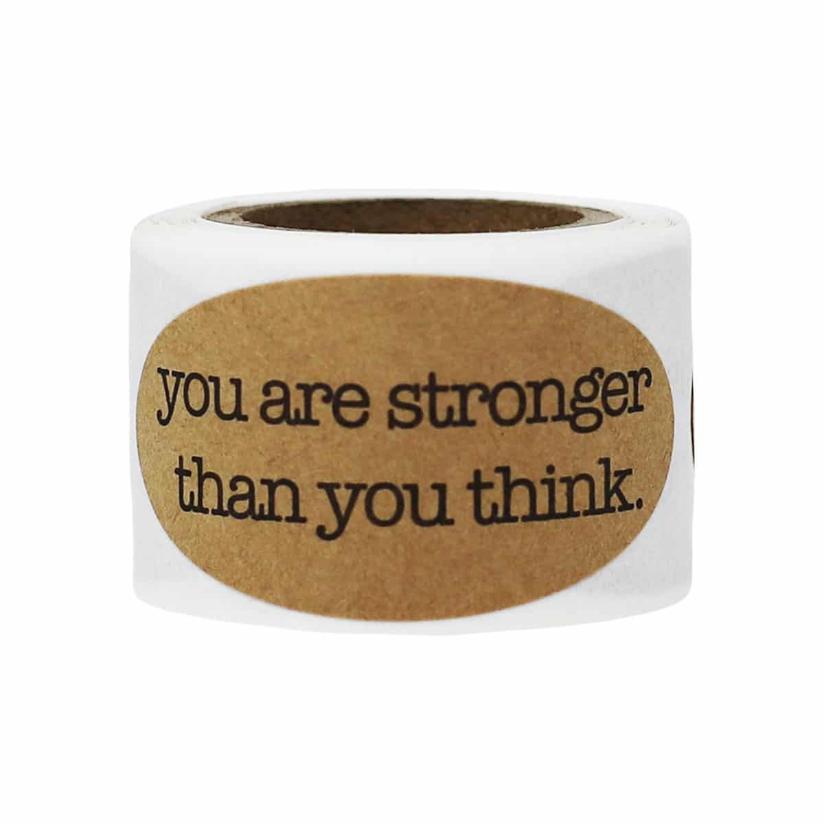 1 x 2" Oval Natural Kraft You Are Stronger Than You Think Stickers - Qty 50