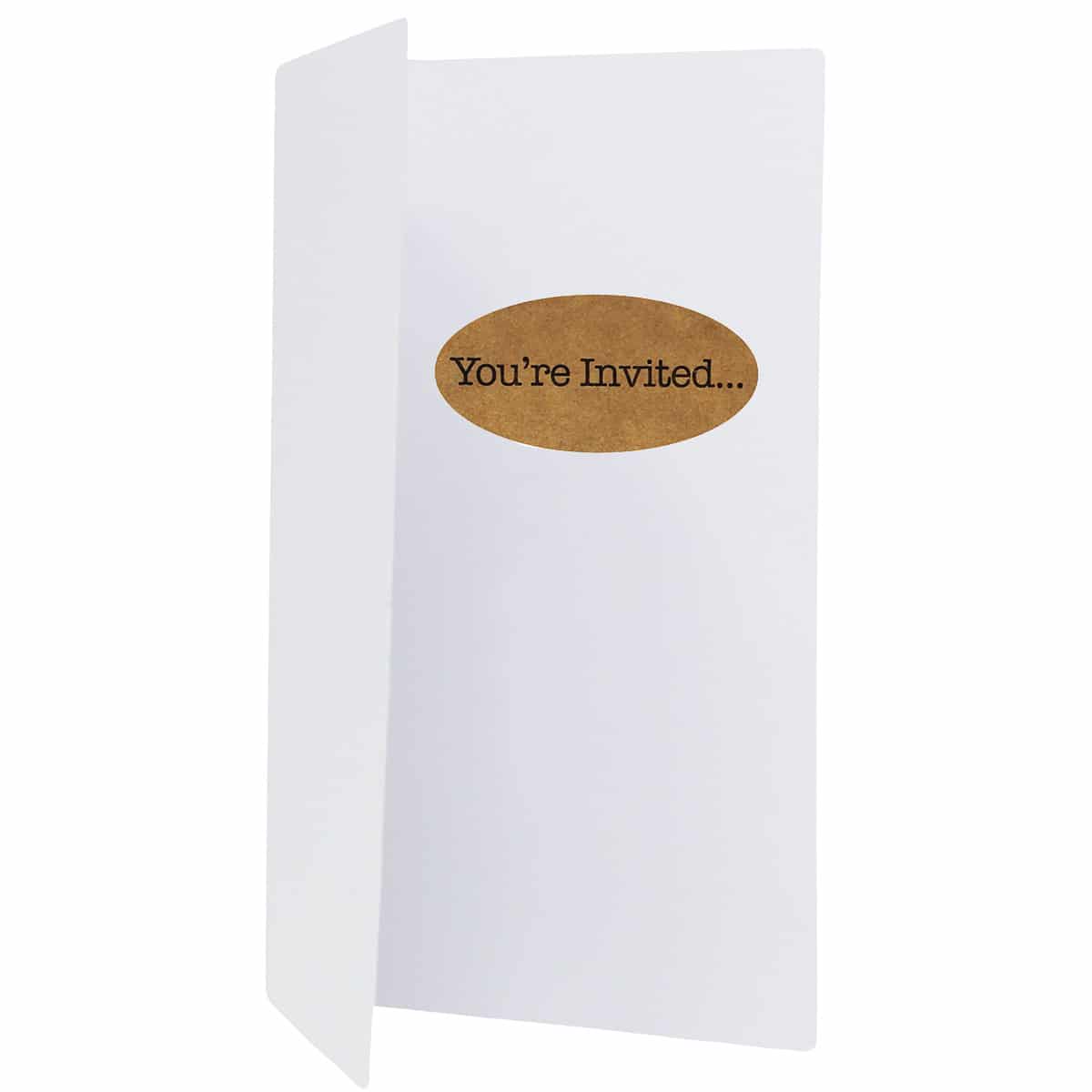 1 x 2" Oval Natural Kraft You're Invited... Labels - Qty 50