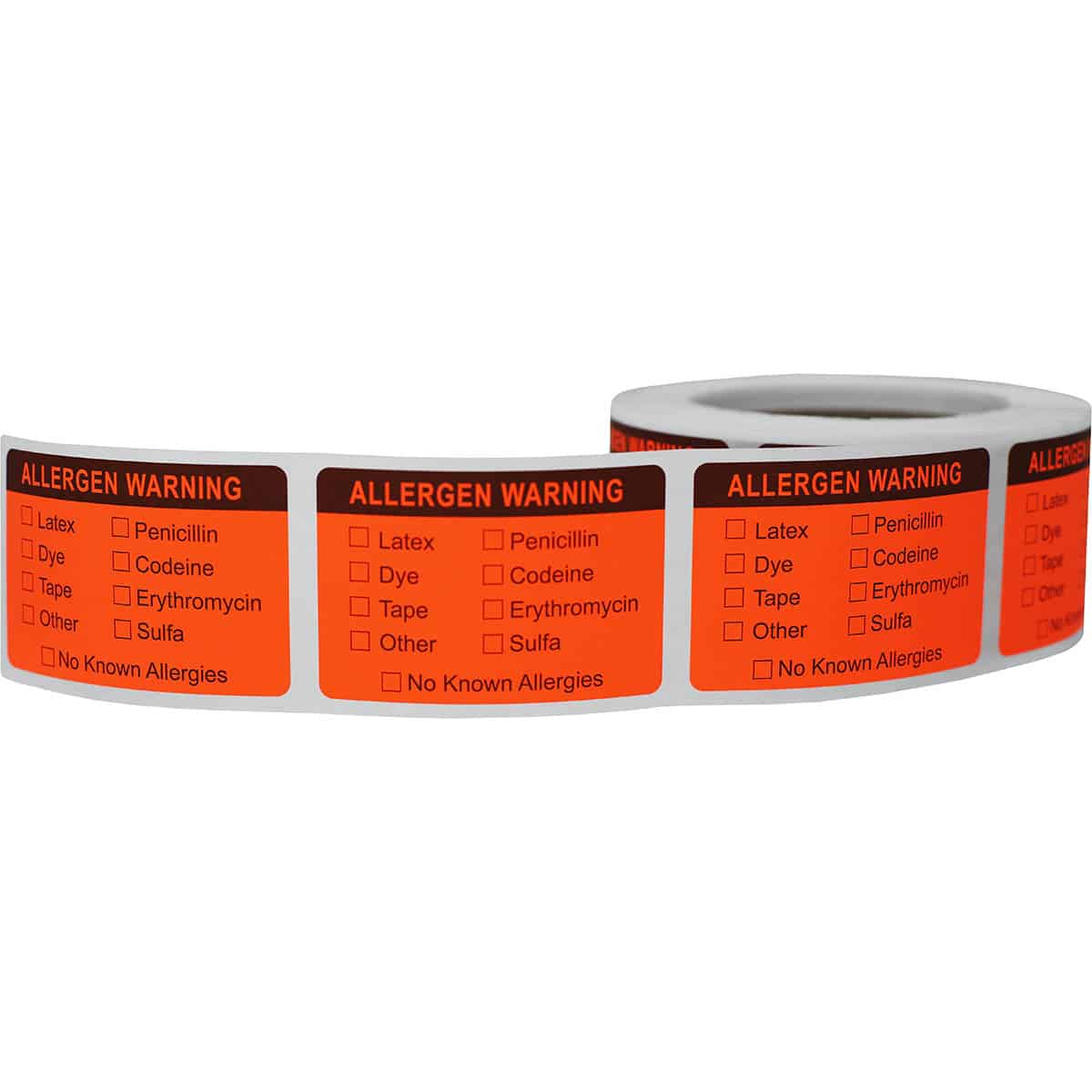 Fluorescent Red Medical Allergy Labels 2 x 3"