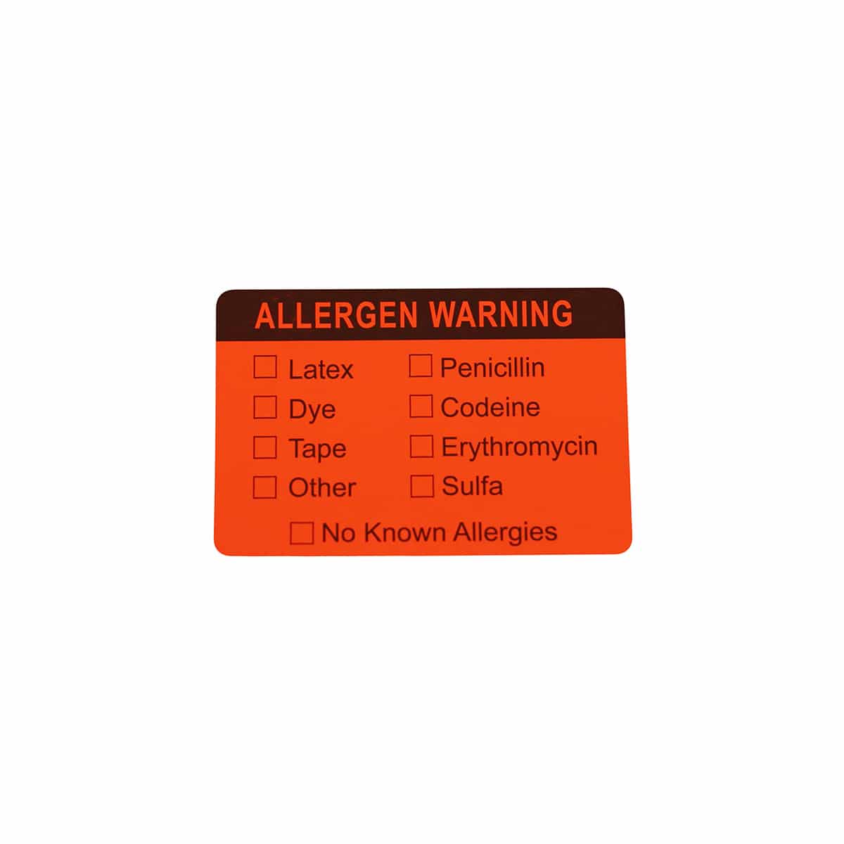 Fluorescent Red Medical Allergy Labels 2 x 3"