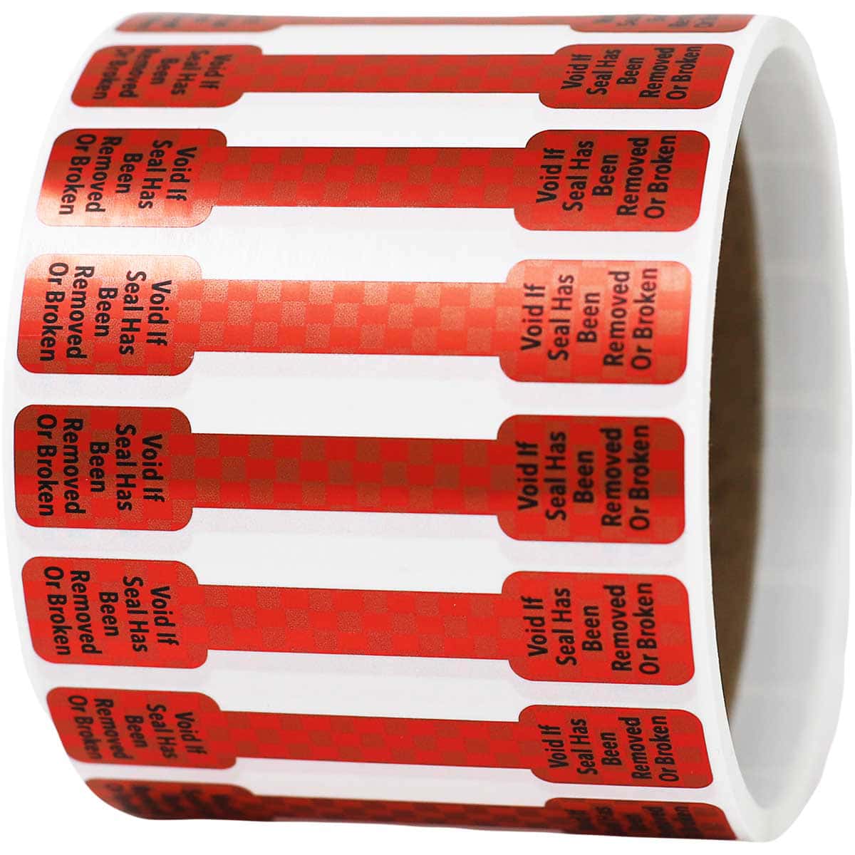 Metallic Red Void if Seal has been Broken Labels 0.5 ends (5/16 band) x 2.75" Barbell