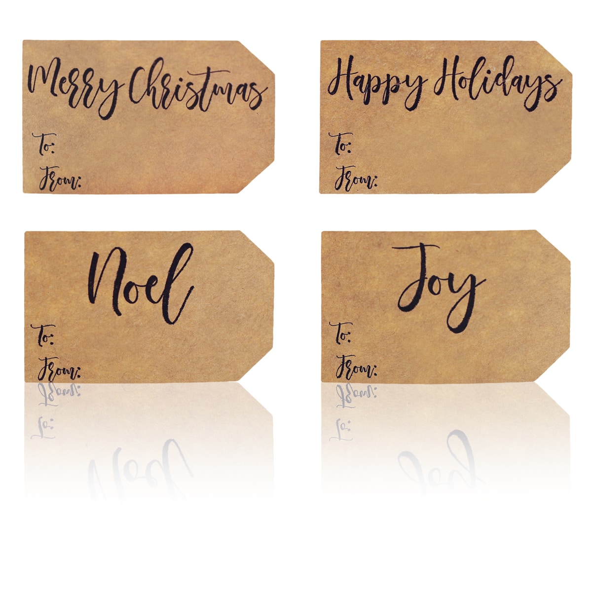 Natural Kraft Happy Holidays Gift Tags Noel Merry Christmas and Joy