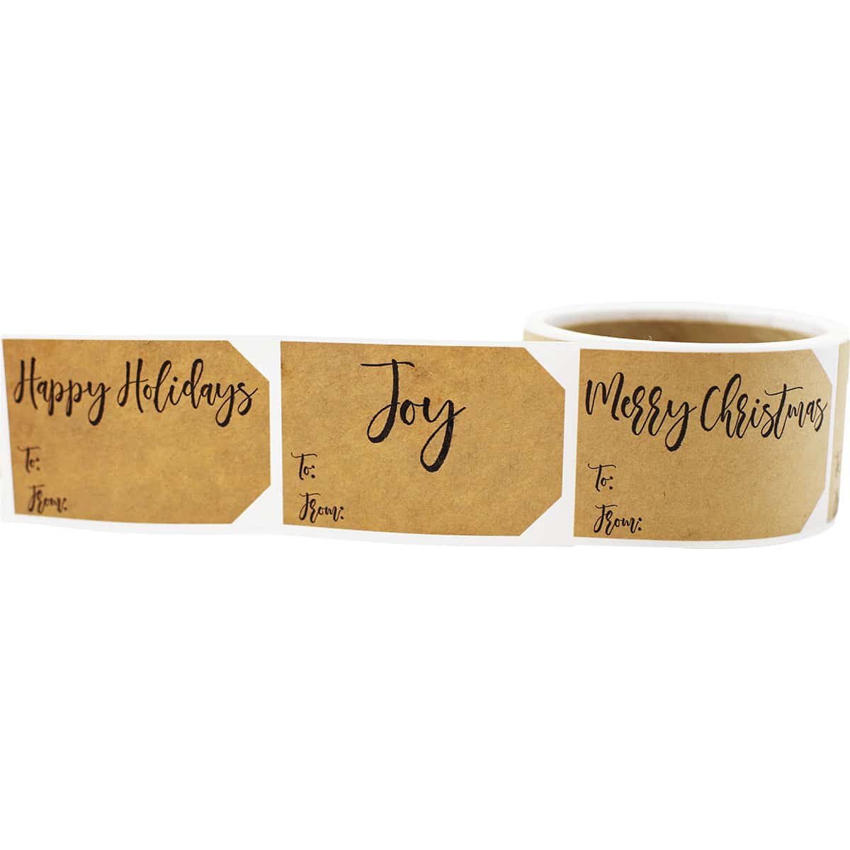 Natural Kraft Happy Holidays Gift Tags Noel Merry Christmas and Joy