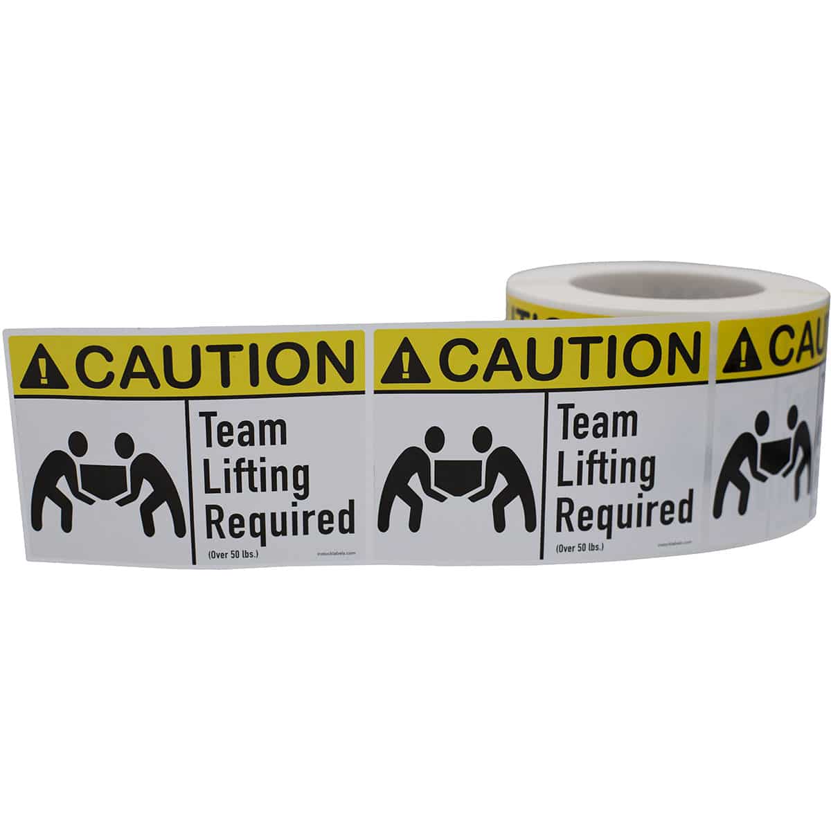 Caution Team Lifting Required Warning Labels - 3.5 x 5"