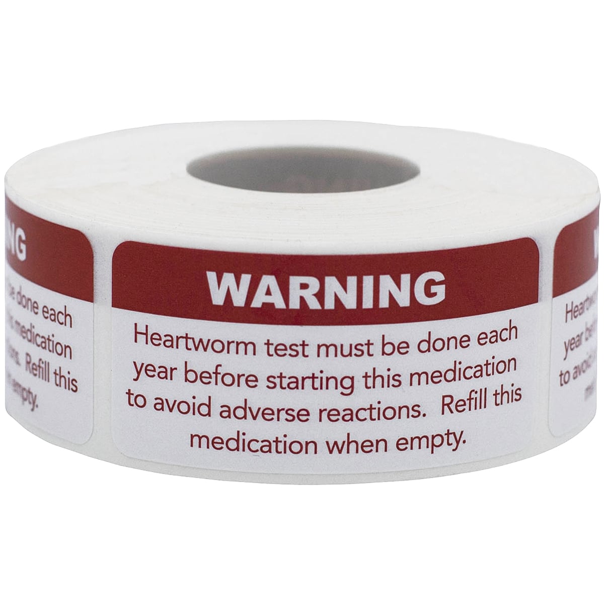 Warning: Heartworm Test Must Be Done Labels | 1.125" x 2.375"