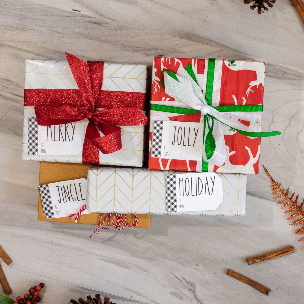 White Farmhouse Style Holiday Gift Tag Stickers QTY 100