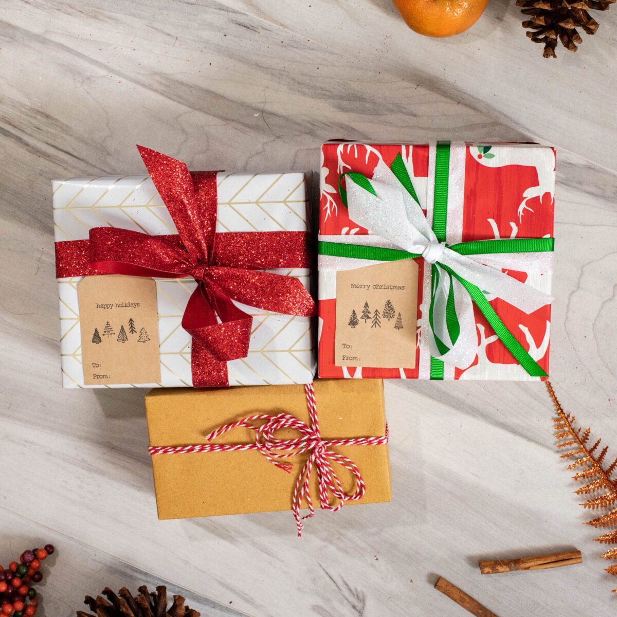 QTY 100 Boho Christmas Tree Kraft Gift Tags