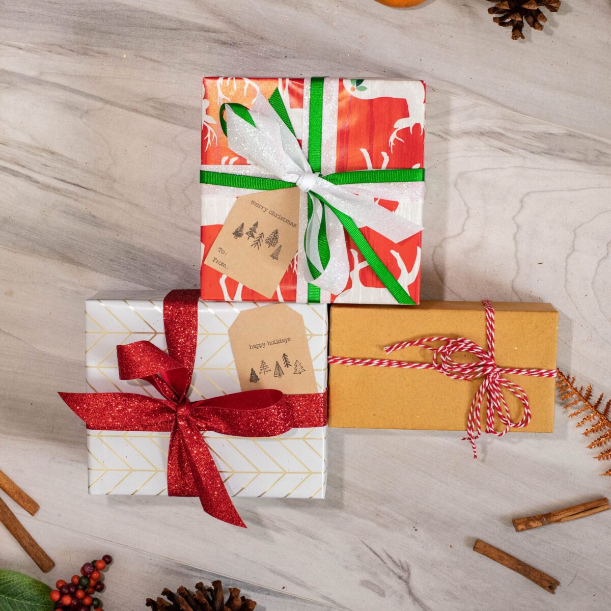 QTY 100 Boho Christmas Tree Kraft Gift Tags