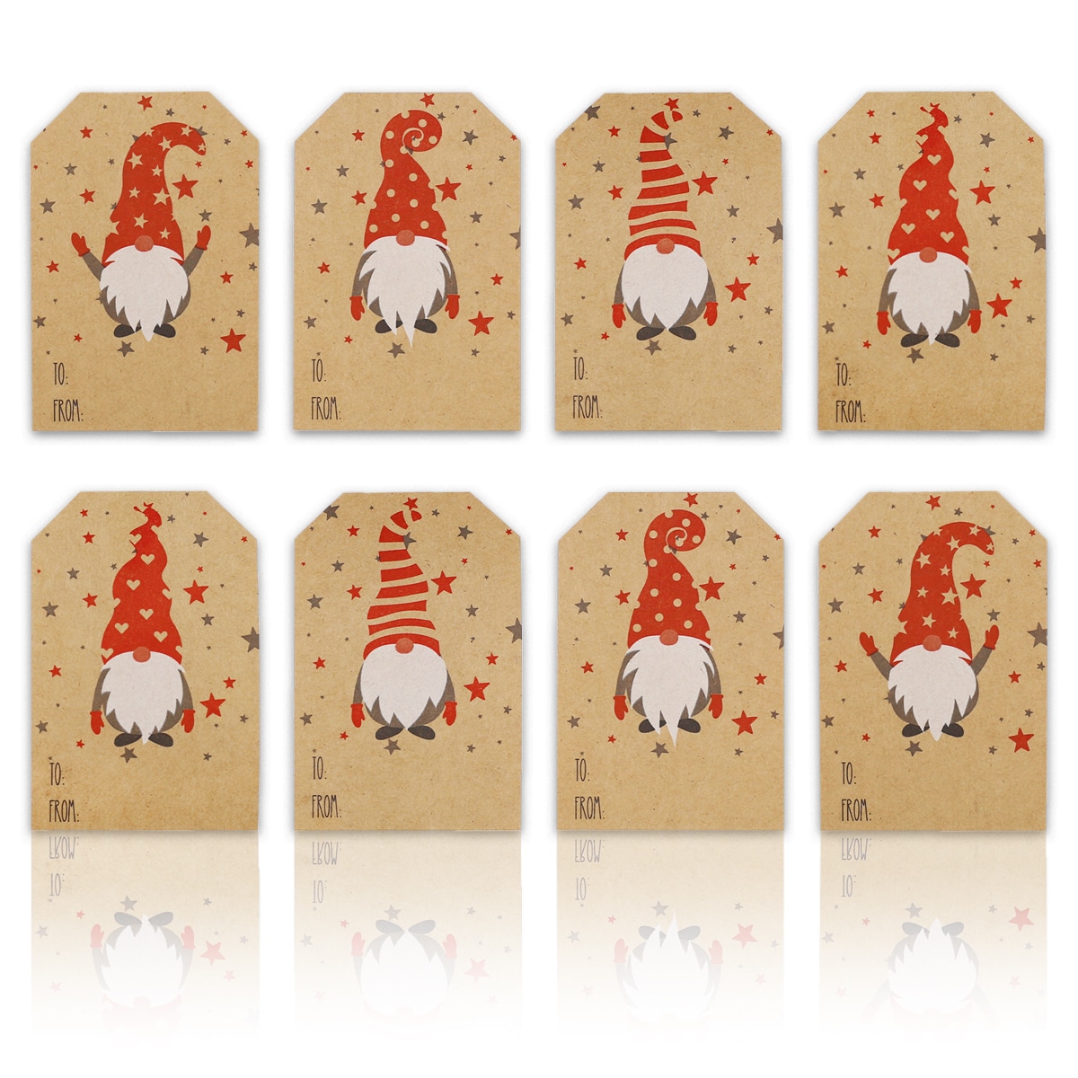 Gnome Kraft Christmas Gift Tag Stickers 25 Qty