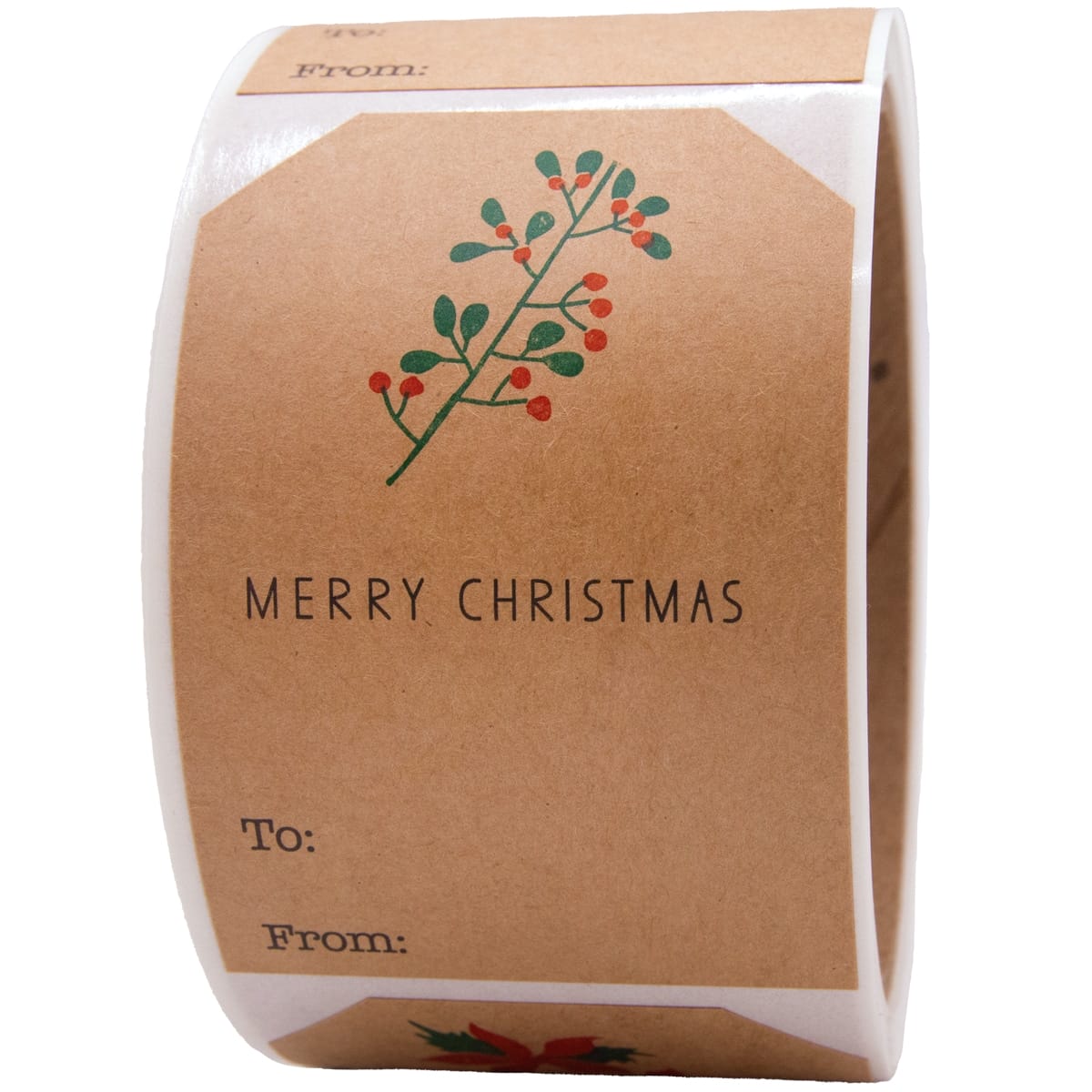 Kraft Boho Mistletoe Christmas Adhesive Gift Tags QTY 25
