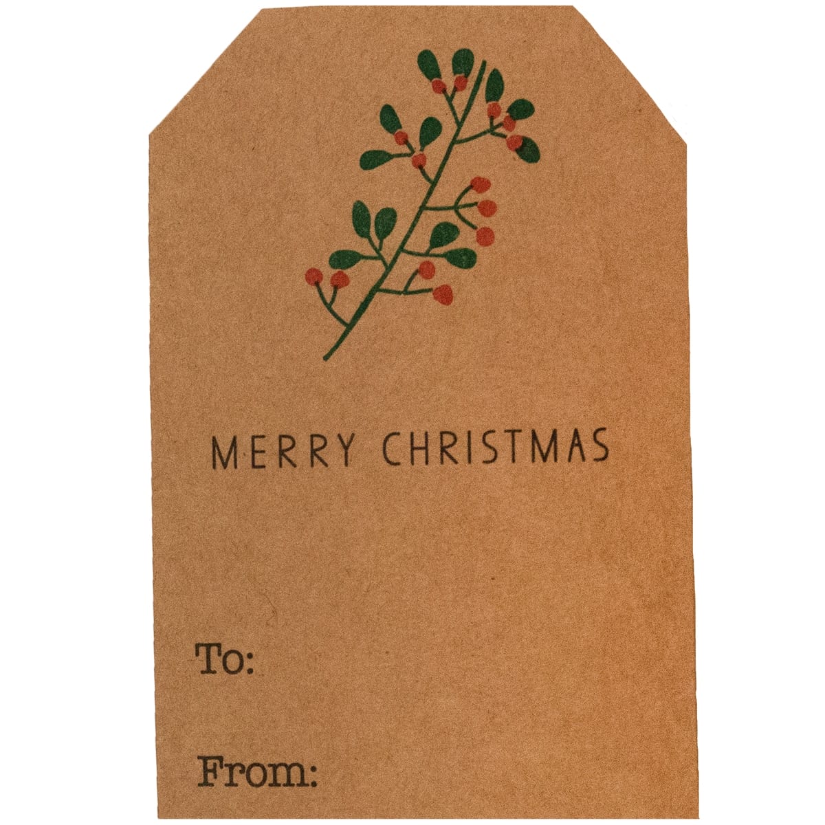 Kraft Boho Mistletoe Christmas Adhesive Gift Tags QTY 25