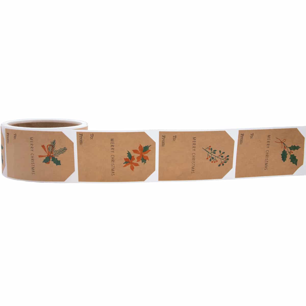 Kraft Boho Mistletoe Christmas Adhesive Gift Tags QTY 25