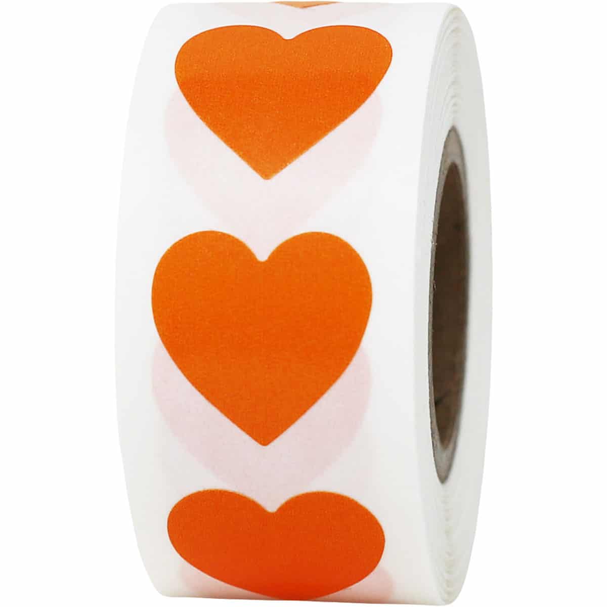 Orange Heart Stickers 3/4 Inch