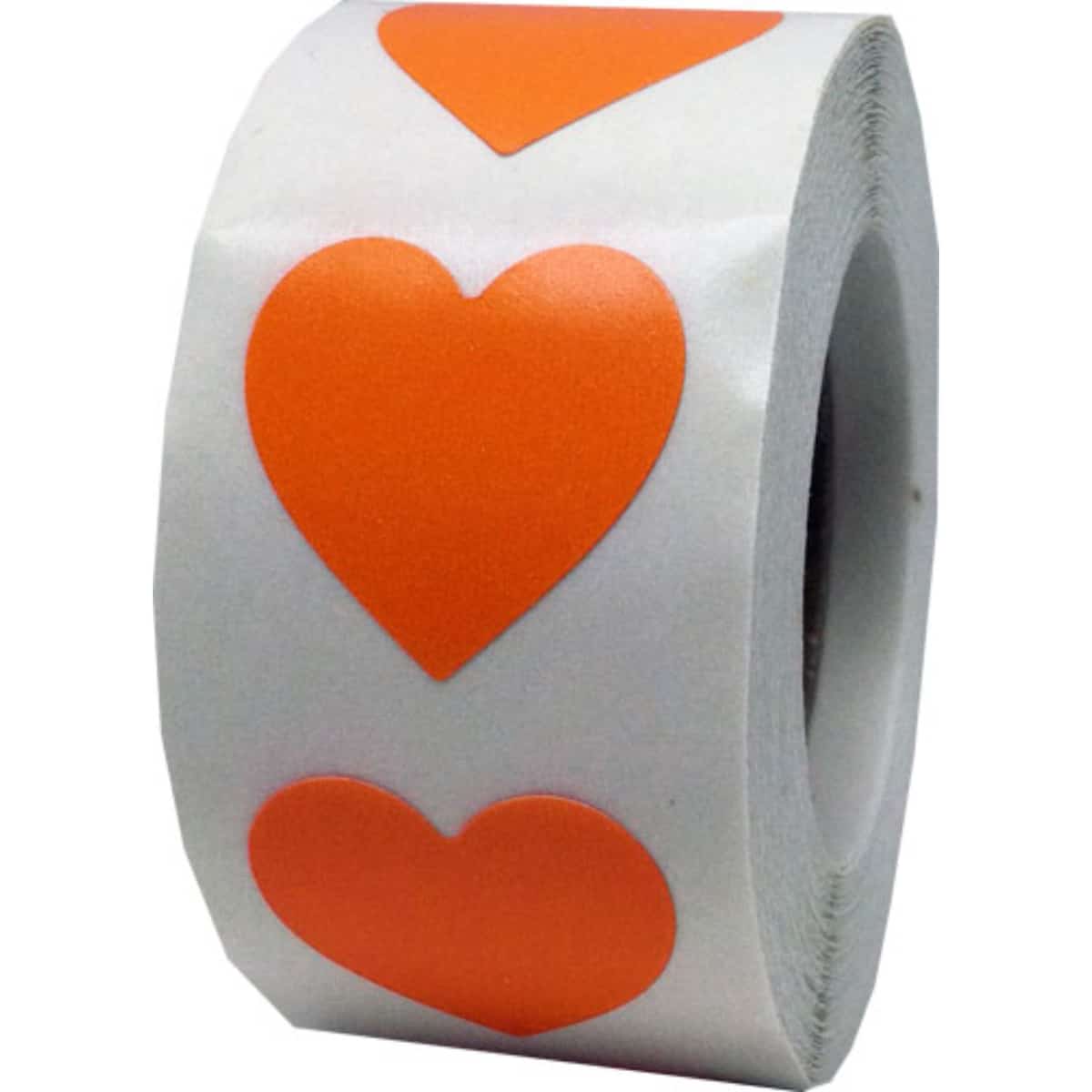 Orange Heart Stickers 3/4 Inch