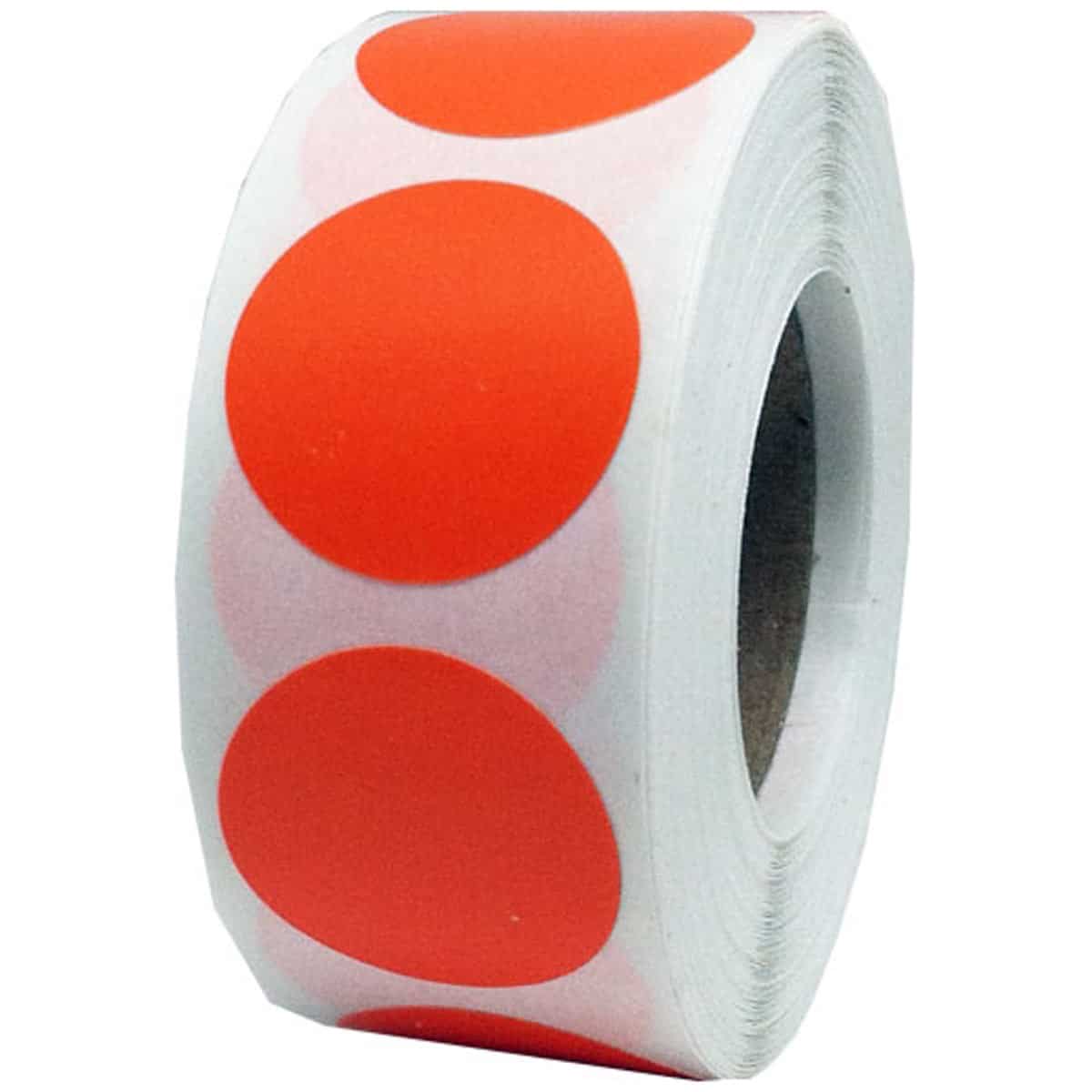 Orange Removable Labels 3/4" Round