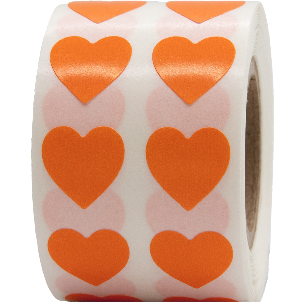 Small Orange Heart Stickers 1/2" Wide