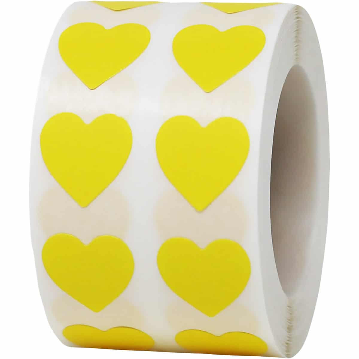 Small Yellow Heart Stickers 1/2" Wide